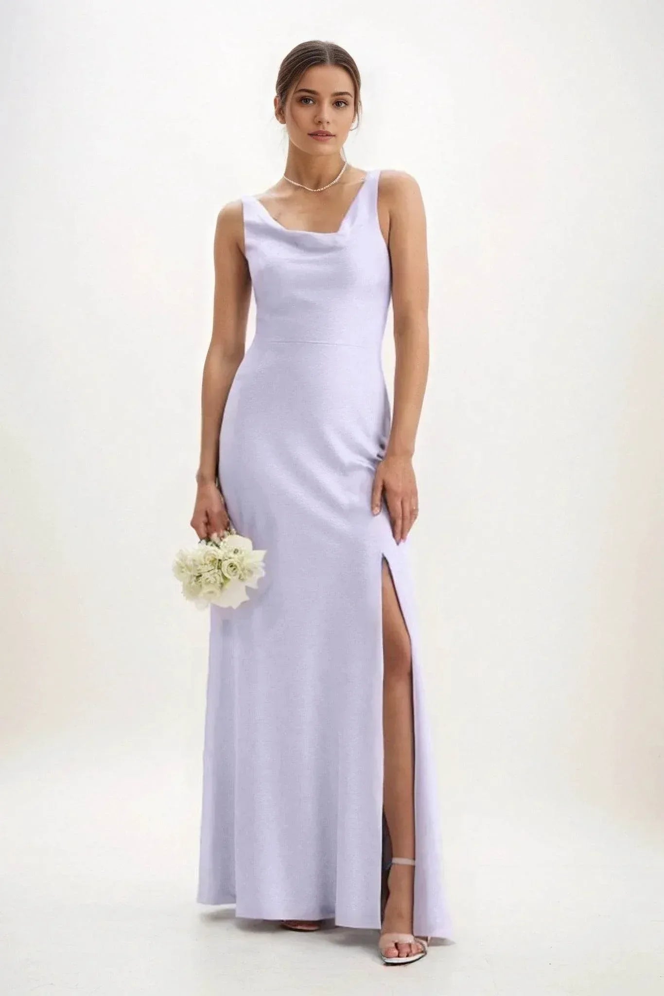 Sheath-Column Maxi Luxe Satin Dress CB0816CS - COCOMELODY