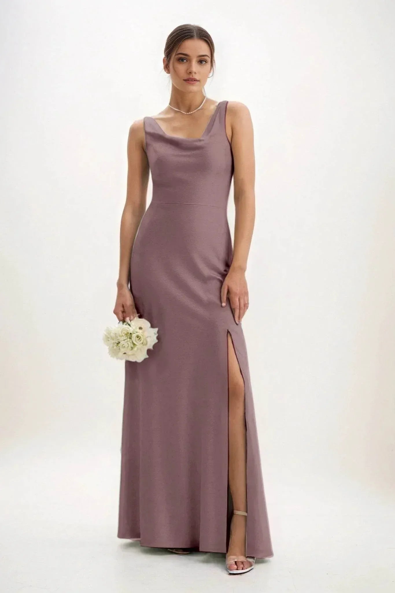 Sheath-Column Maxi Luxe Satin Dress CB0816CS - COCOMELODY