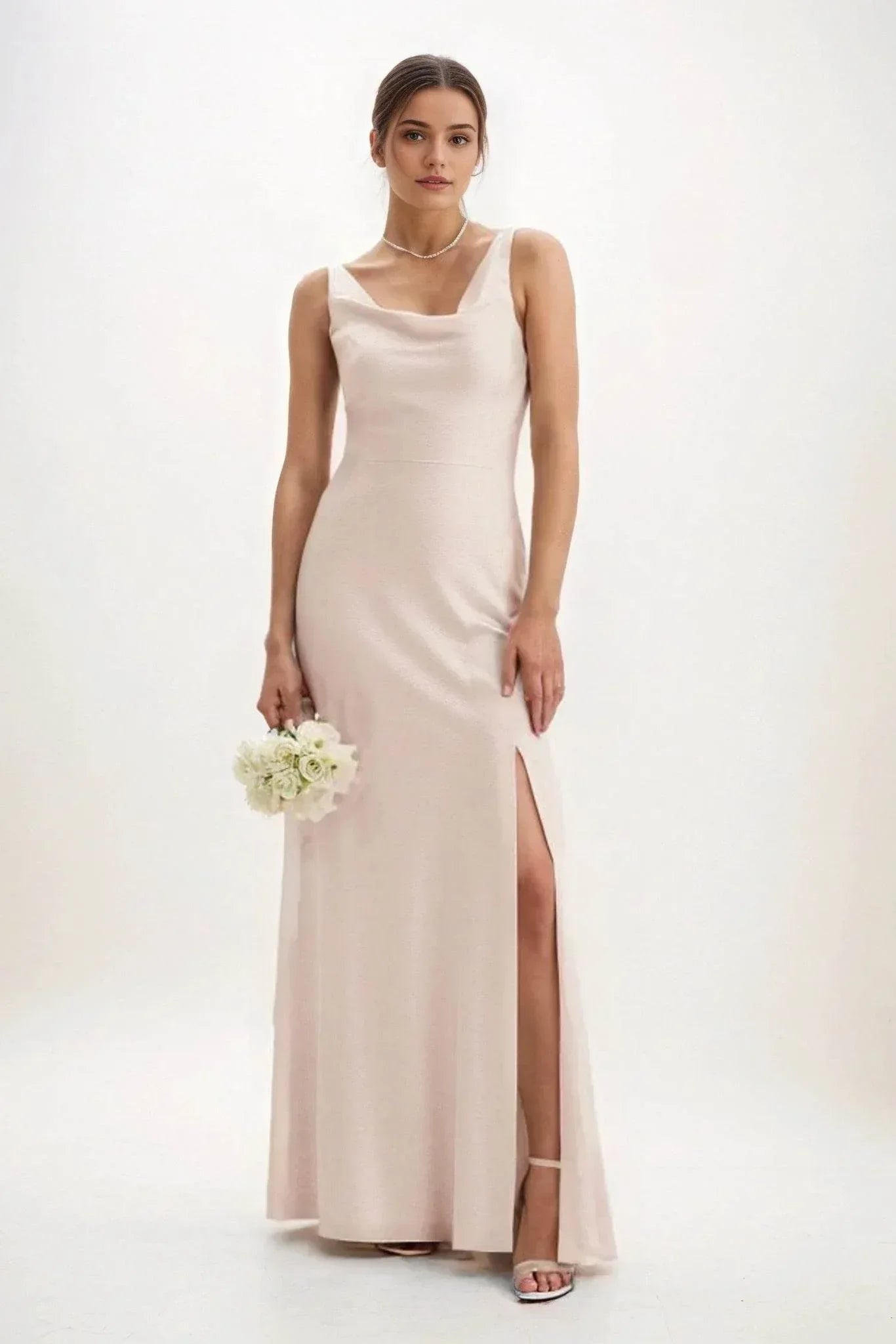 Sheath-Column Maxi Luxe Satin Dress CB0816CS - COCOMELODY