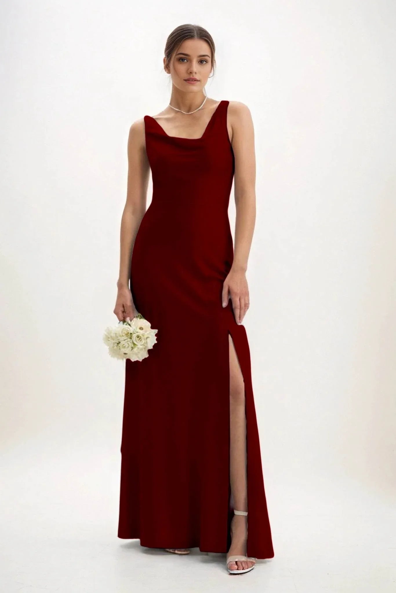 Sheath-Column Maxi Luxe Satin Dress CB0816CS - COCOMELODY