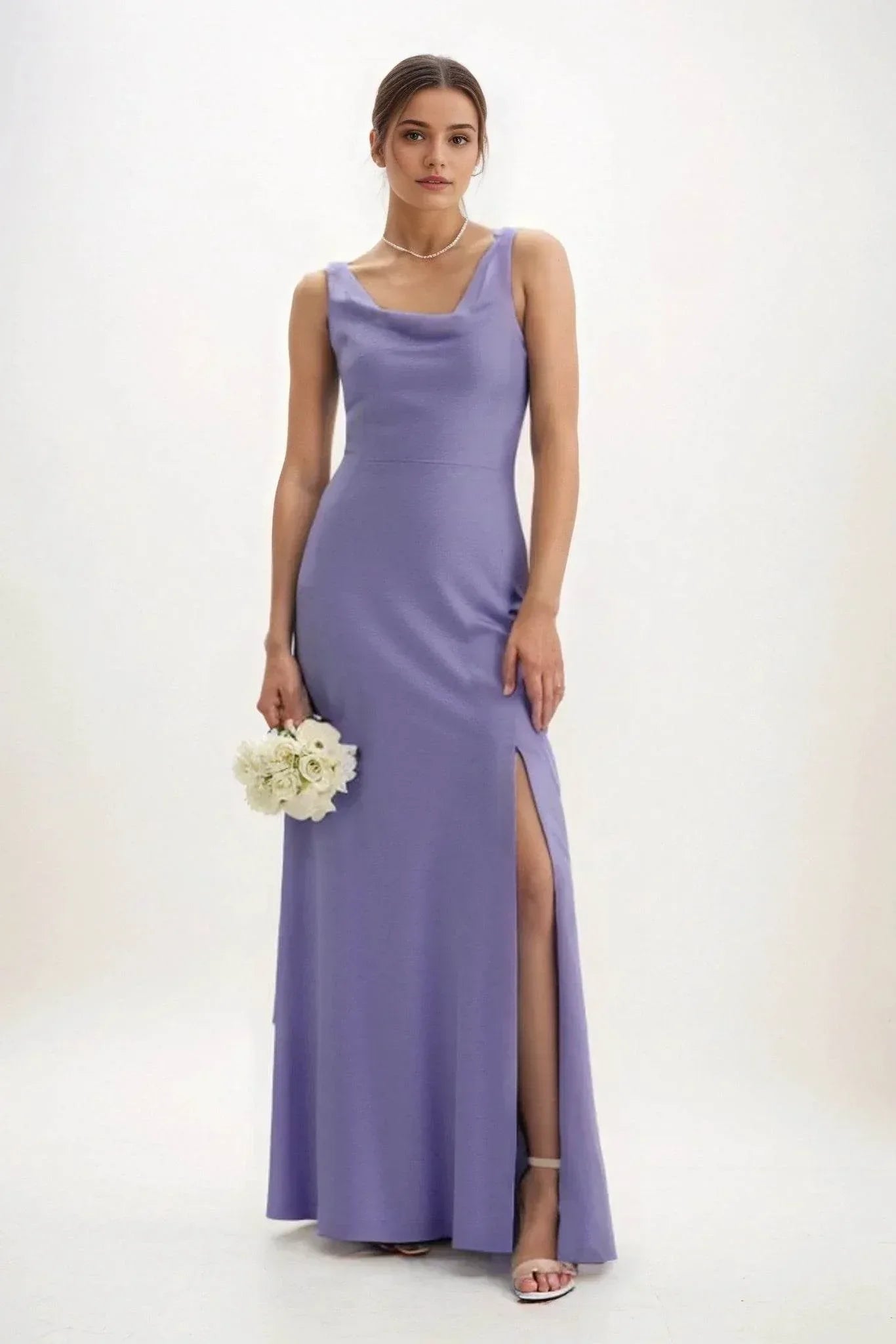 Sheath-Column Maxi Luxe Satin Dress CB0816CS - COCOMELODY