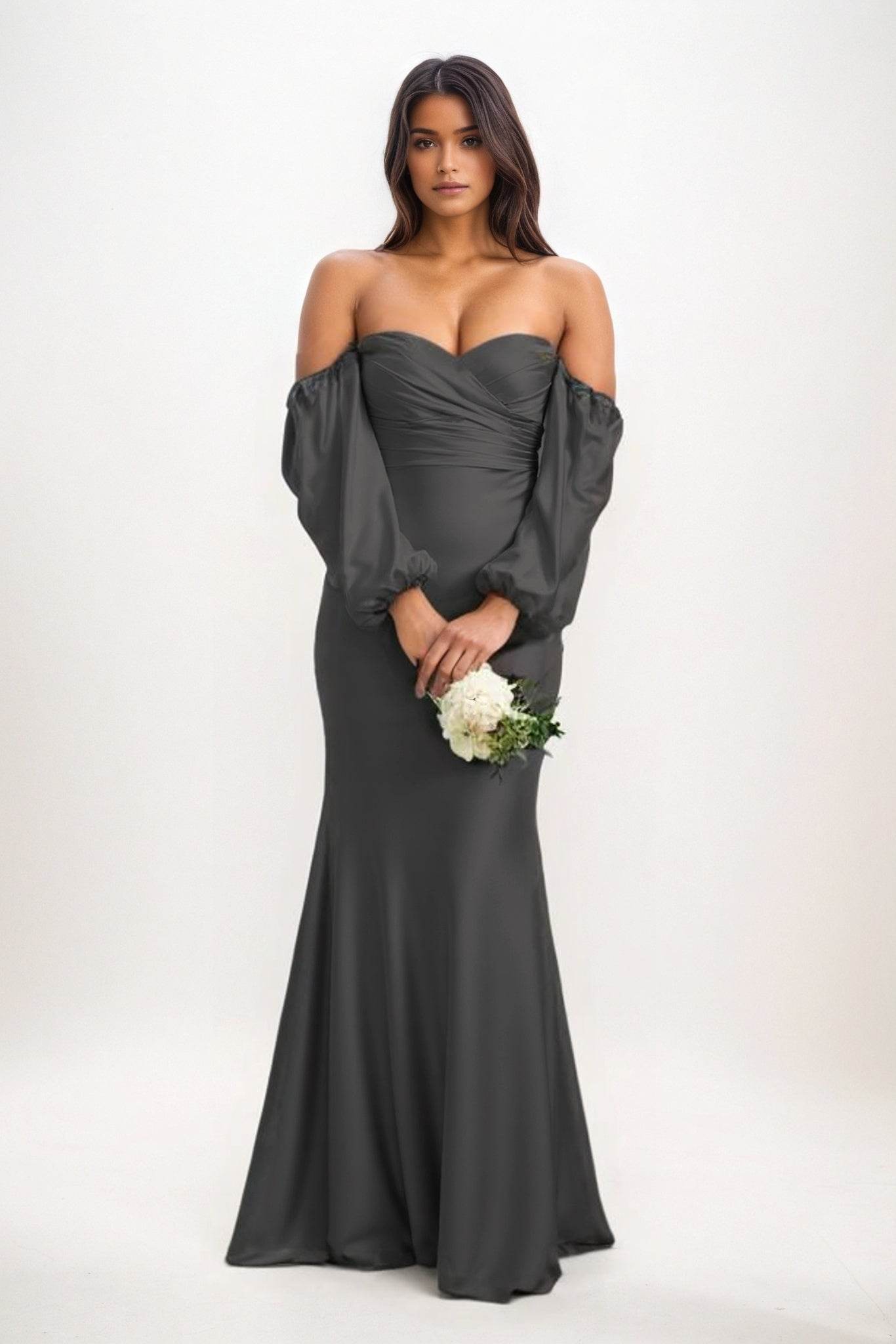 Trumpet-Mermaid Maxi Luxe Satin Bridesmaid Dress CB0817 - COCOMELODY