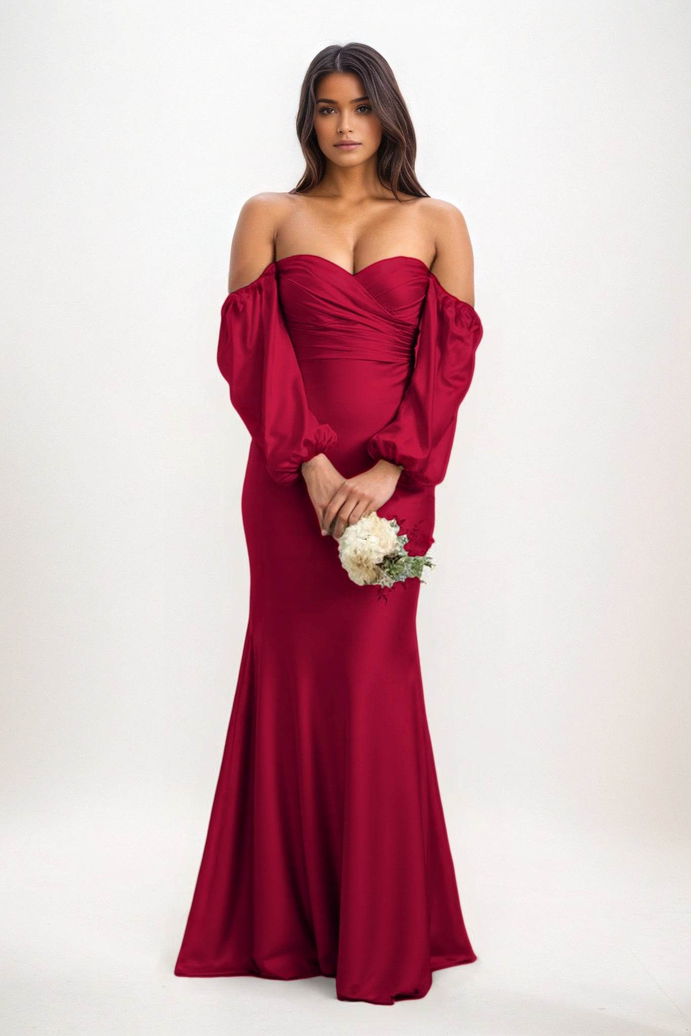 Trumpet-Mermaid Maxi Luxe Satin Bridesmaid Dress CB0817 - COCOMELODY