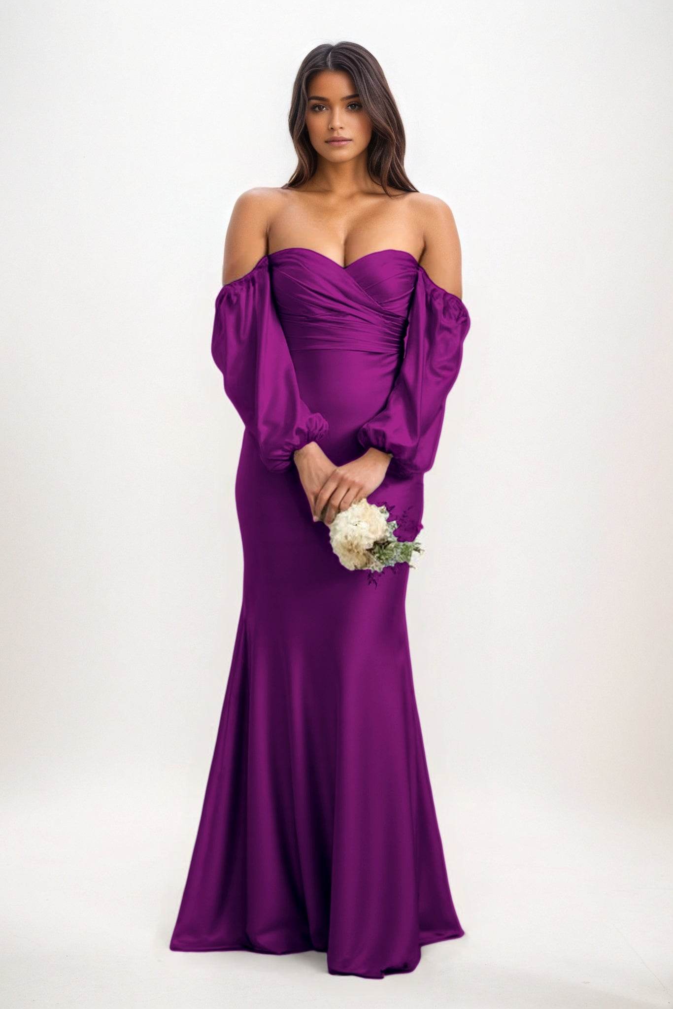 Trumpet-Mermaid Maxi Luxe Satin Bridesmaid Dress CB0817 - COCOMELODY