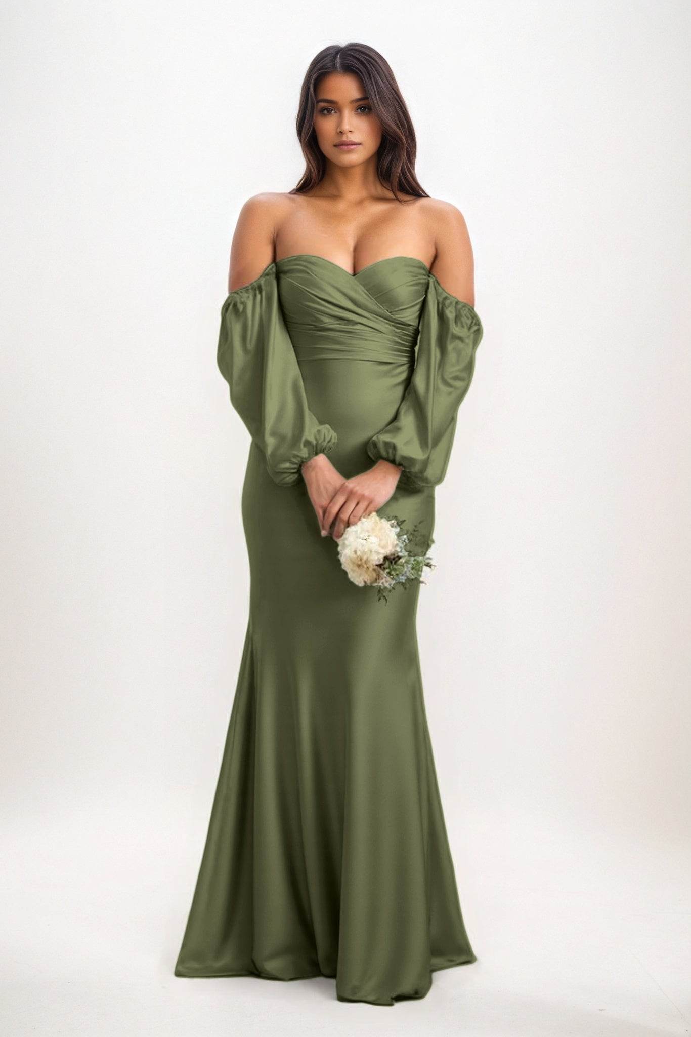 Trumpet-Mermaid Maxi Luxe Satin Bridesmaid Dress CB0817 - COCOMELODY