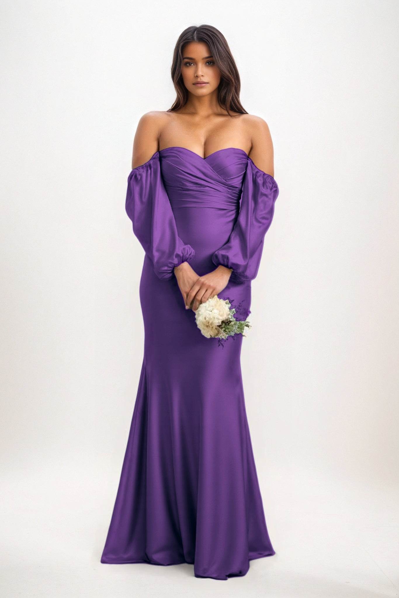 Trumpet-Mermaid Maxi Luxe Satin Bridesmaid Dress CB0817 - COCOMELODY