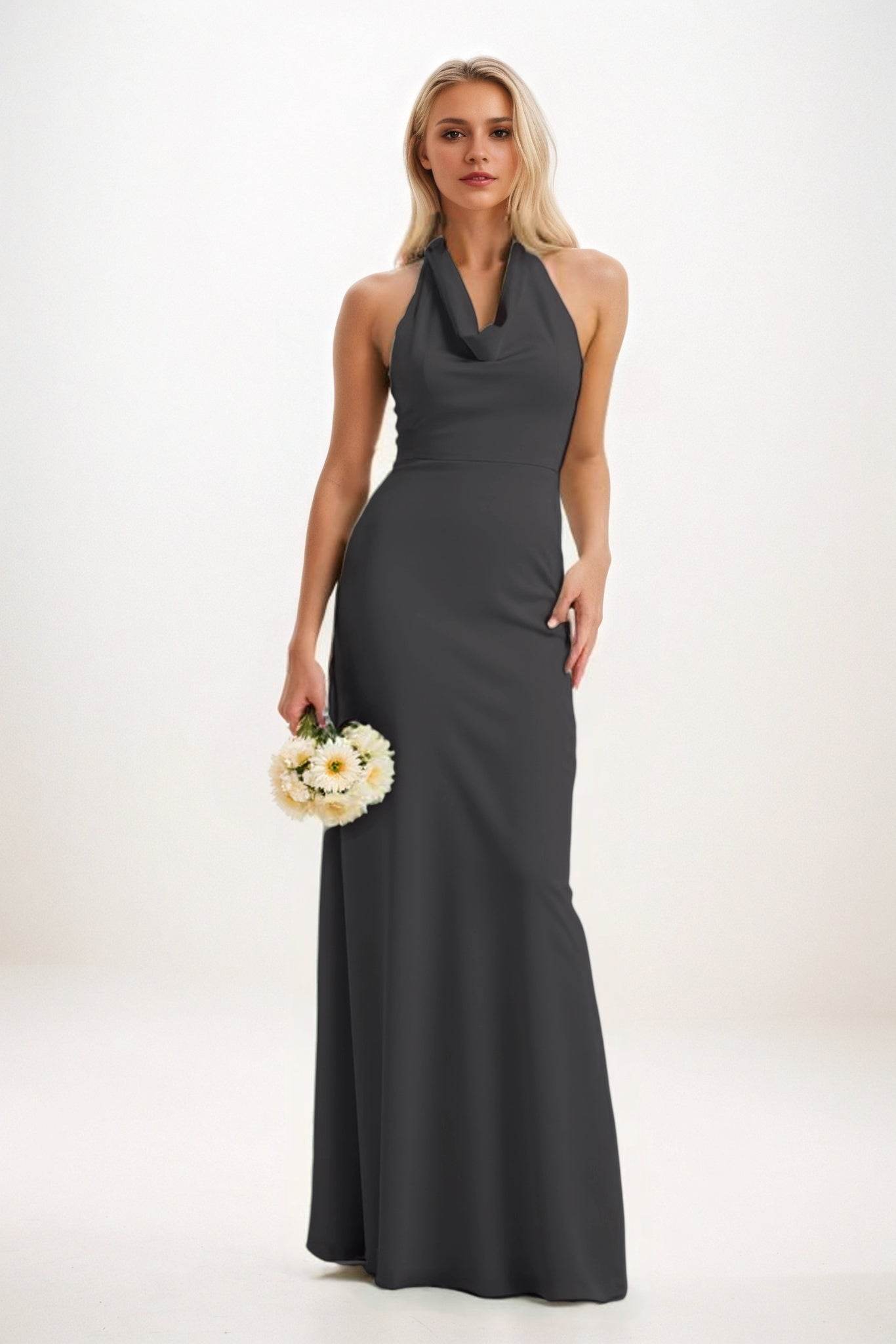 Sheath-Column Maxi Elastic Cloth Bridesmaid Dress CB0819 - COCOMELODY