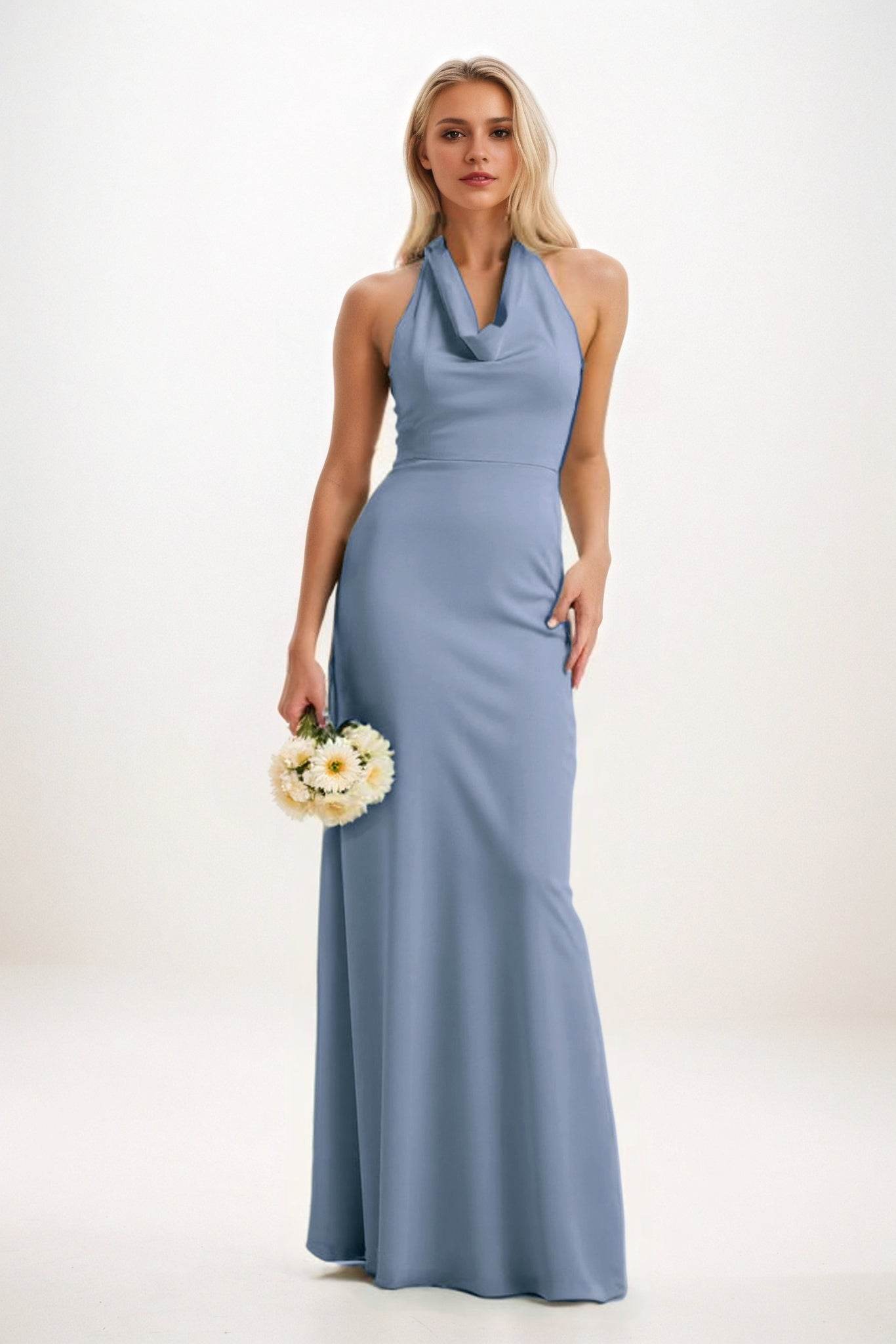 Sheath-Column Maxi Elastic Cloth Bridesmaid Dress CB0819 - COCOMELODY