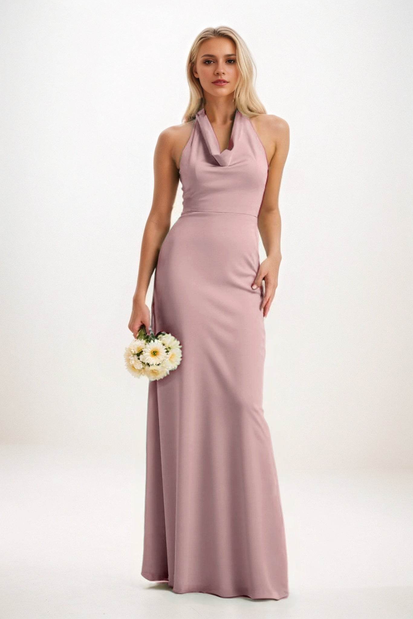Sheath-Column Maxi Elastic Cloth Bridesmaid Dress CB0819 - COCOMELODY
