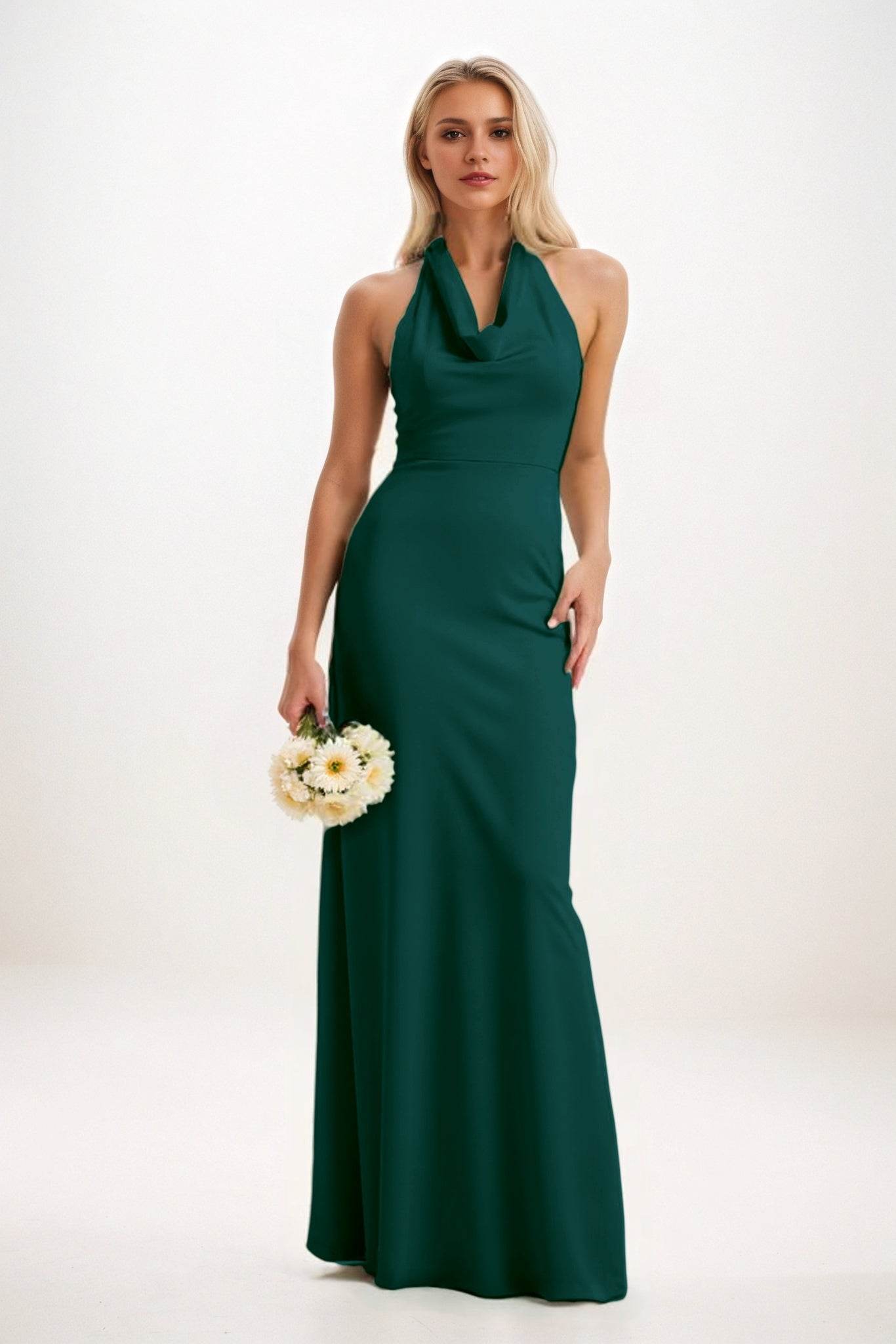 Sheath-Column Maxi Elastic Cloth Bridesmaid Dress CB0819 - COCOMELODY