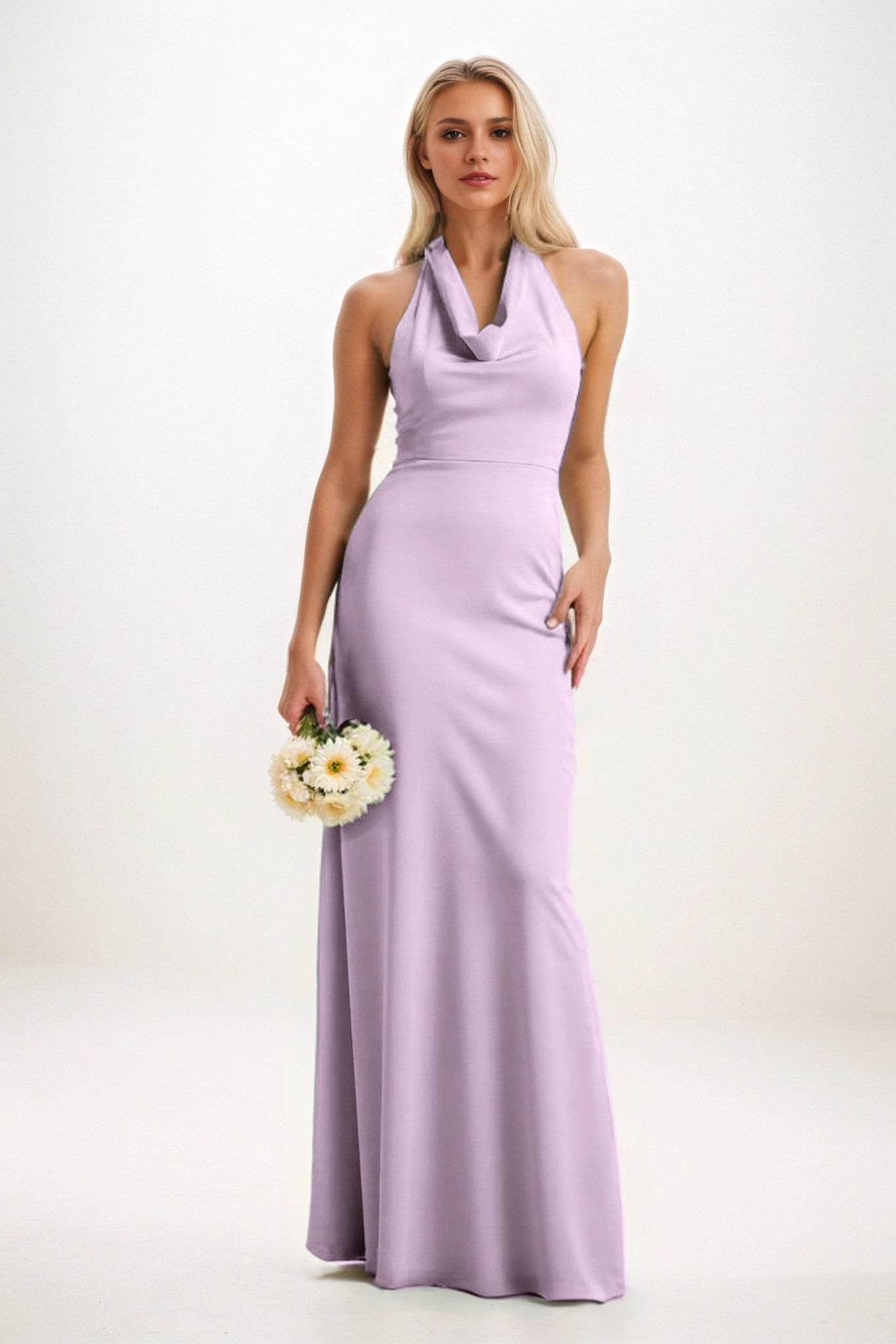 Sheath-Column Maxi Elastic Cloth Bridesmaid Dress CB0819 - COCOMELODY