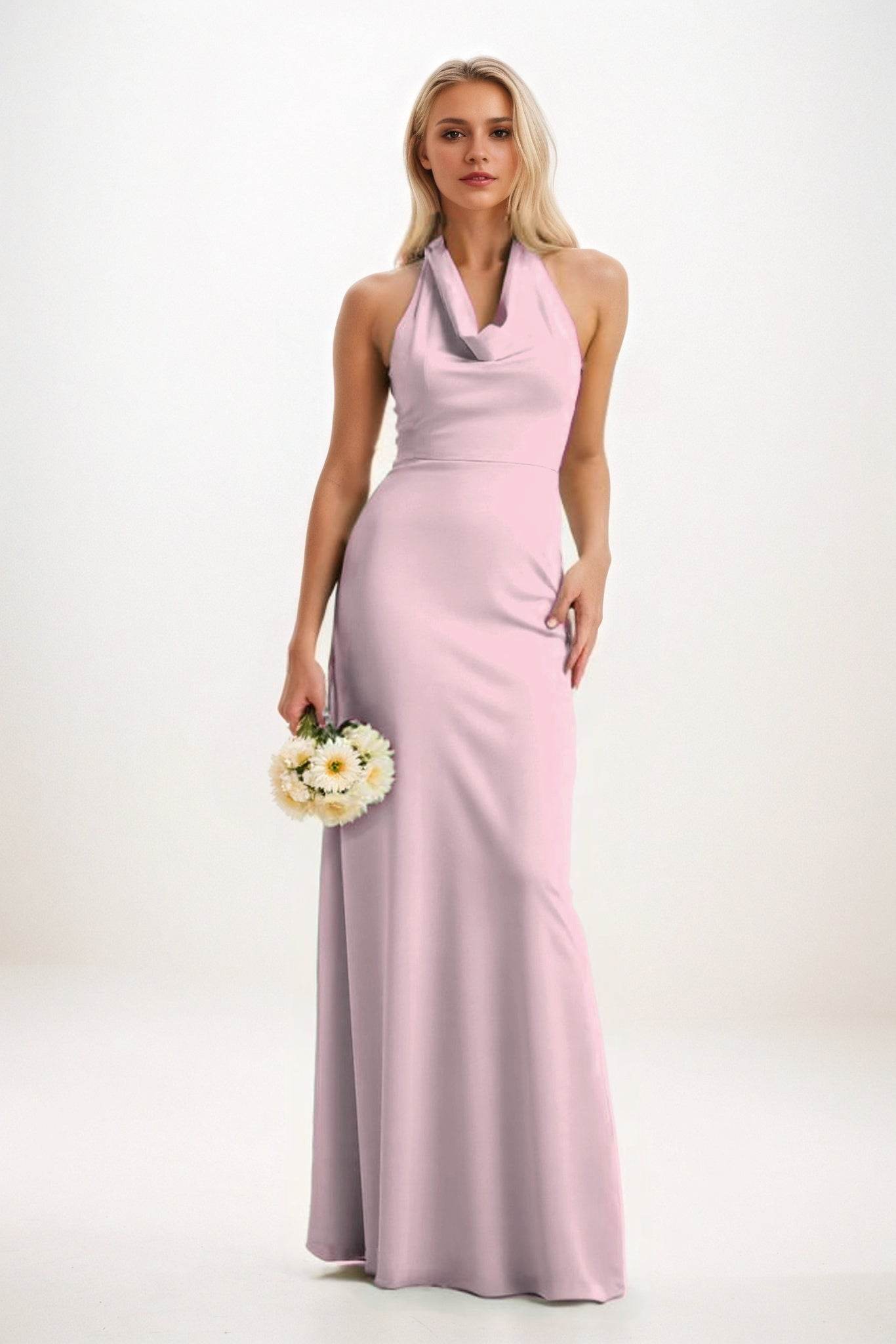Sheath-Column Maxi Elastic Cloth Bridesmaid Dress CB0819 - COCOMELODY