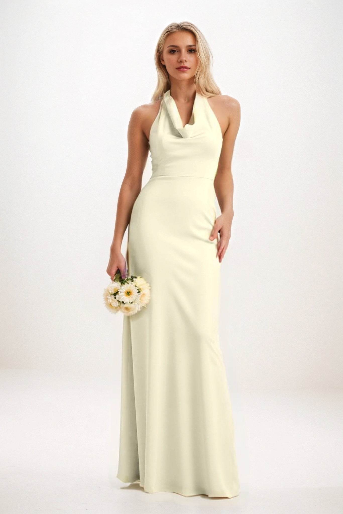 Sheath-Column Maxi Elastic Cloth Bridesmaid Dress CB0819 - COCOMELODY