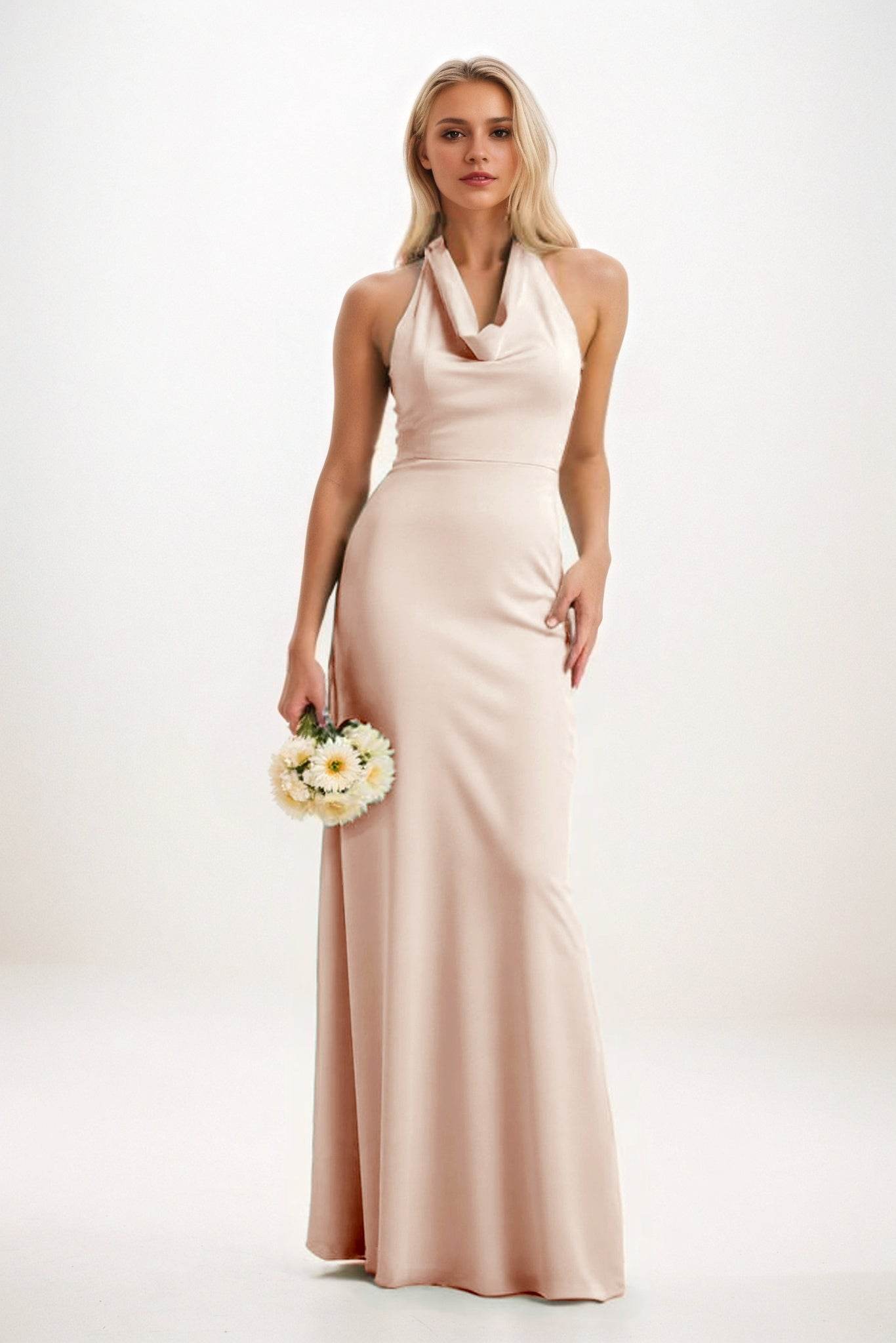 Sheath-Column Maxi Elastic Cloth Bridesmaid Dress CB0819 - COCOMELODY