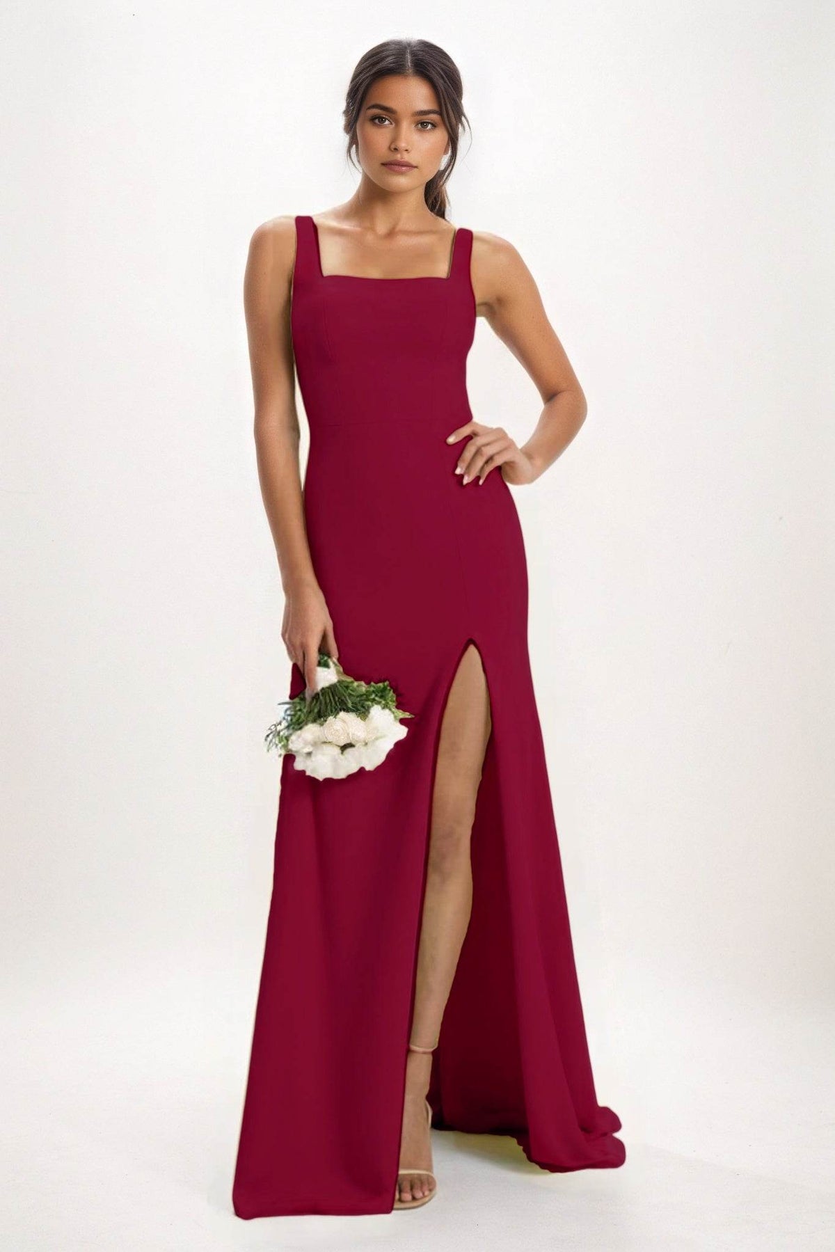 Sheath-Column Maxi Chiffon Bridesmaid Dress CB0826 - COCOMELODY