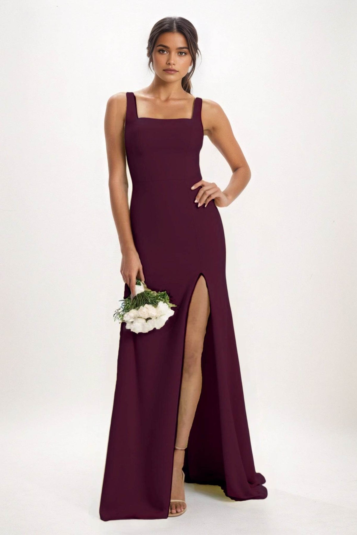 Sheath-Column Maxi Chiffon Bridesmaid Dress CB0826 - COCOMELODY