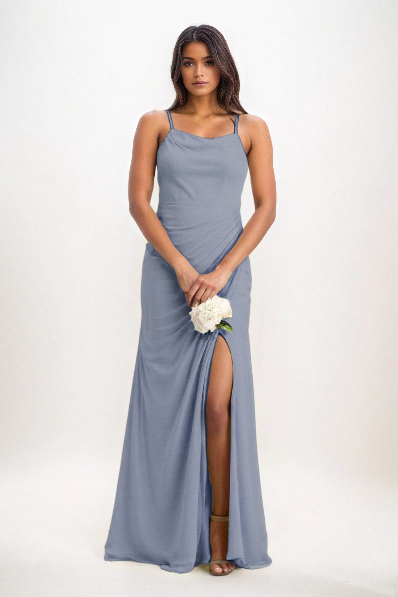 Sheath-Column Maxi Chiffon Bridesmaid Dress CB0827 - COCOMELODY