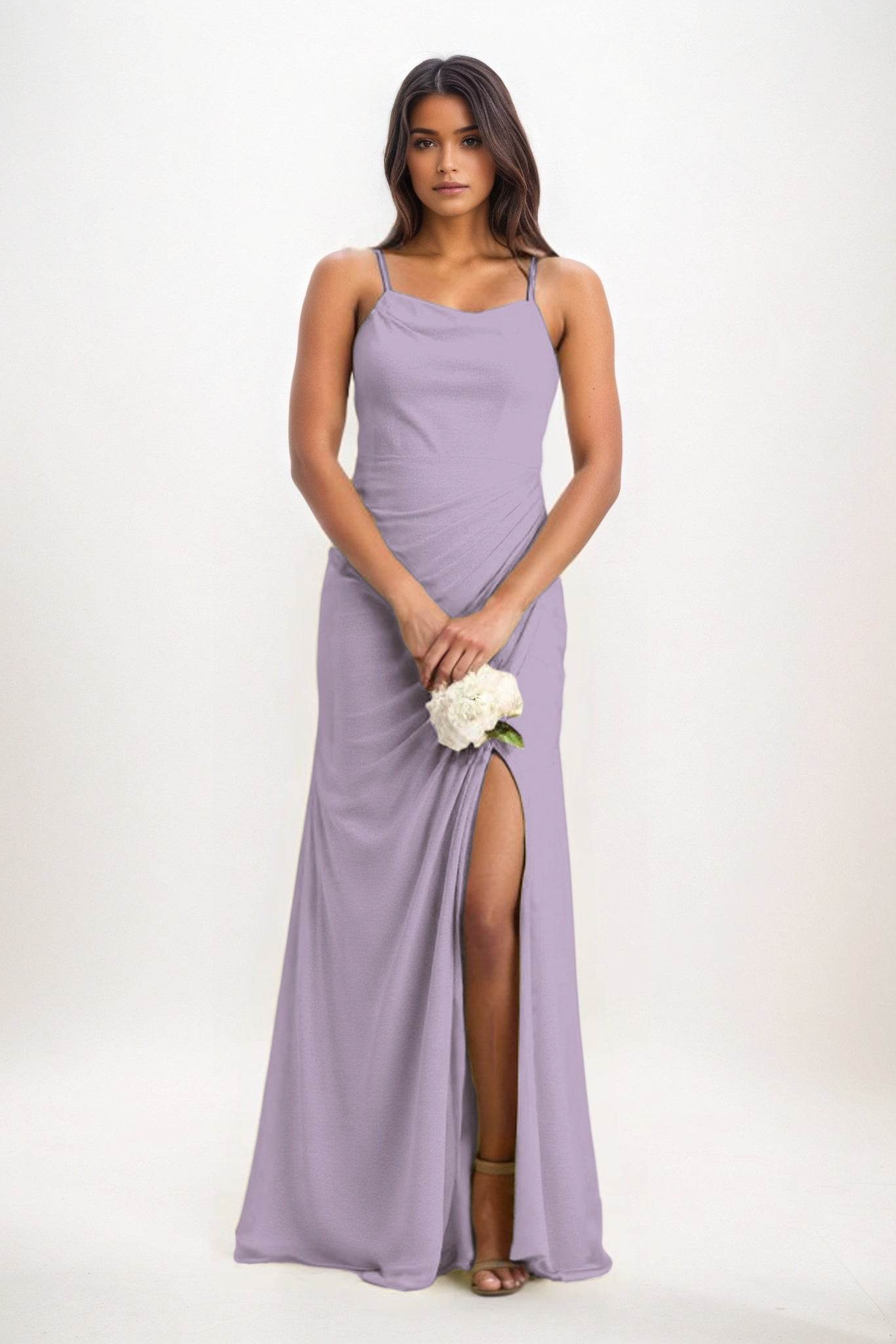 Sheath-Column Maxi Chiffon Bridesmaid Dress CB0827 - COCOMELODY