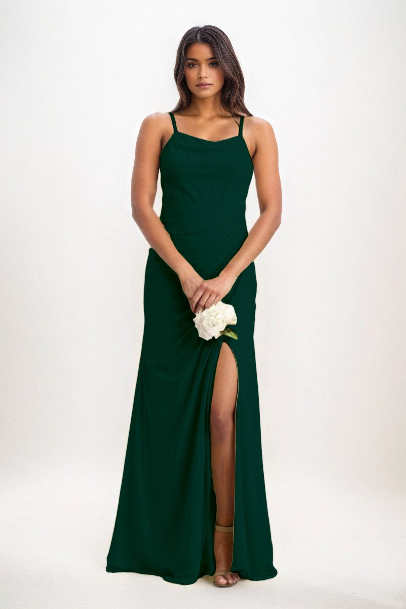 Sheath-Column Maxi Chiffon Bridesmaid Dress CB0827 - COCOMELODY