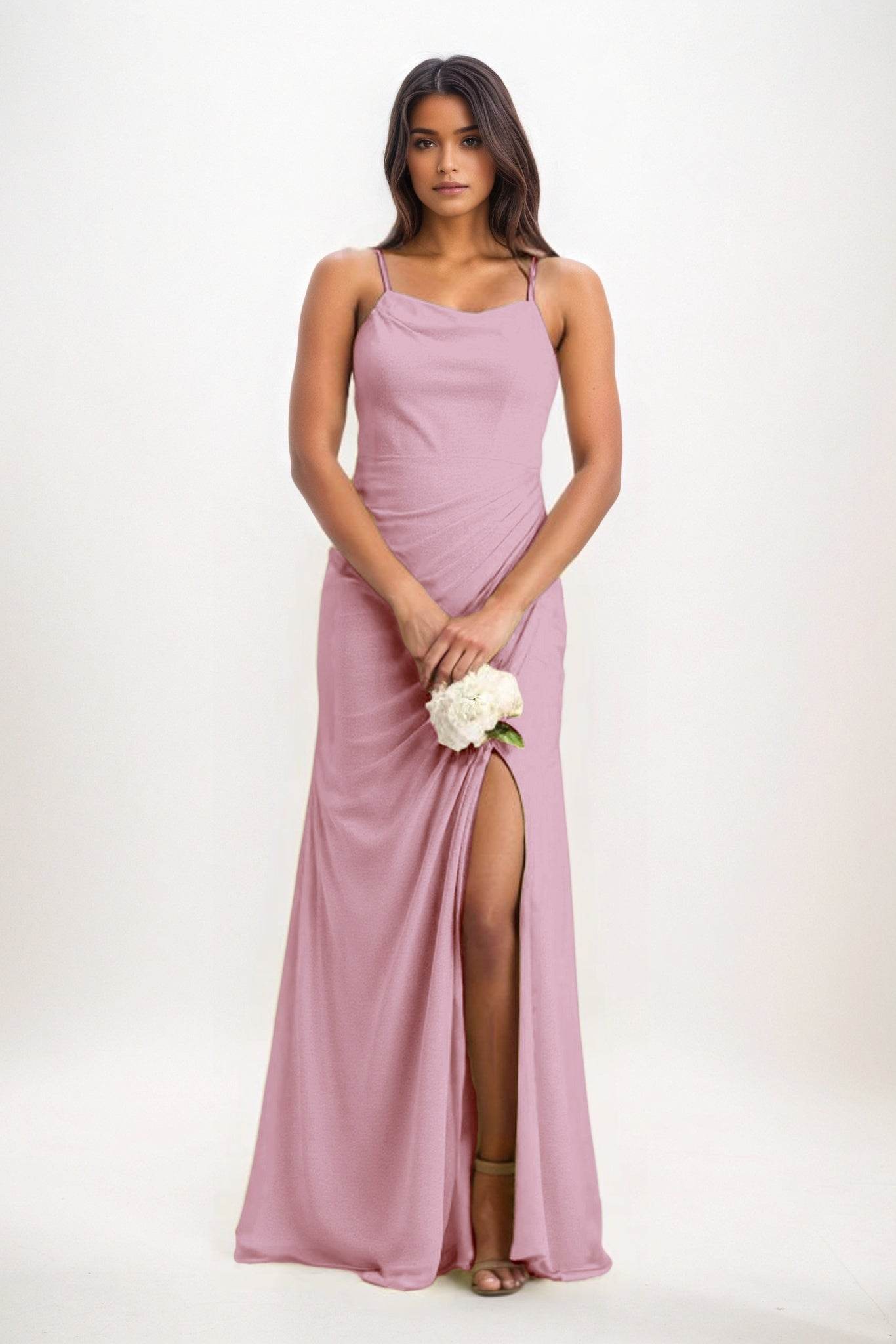 Sheath-Column Maxi Chiffon Bridesmaid Dress CB0827 - COCOMELODY