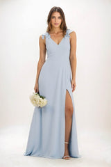 A-Line Maxi Chiffon Bridesmaid Dress CB0828 - COCOMELODY