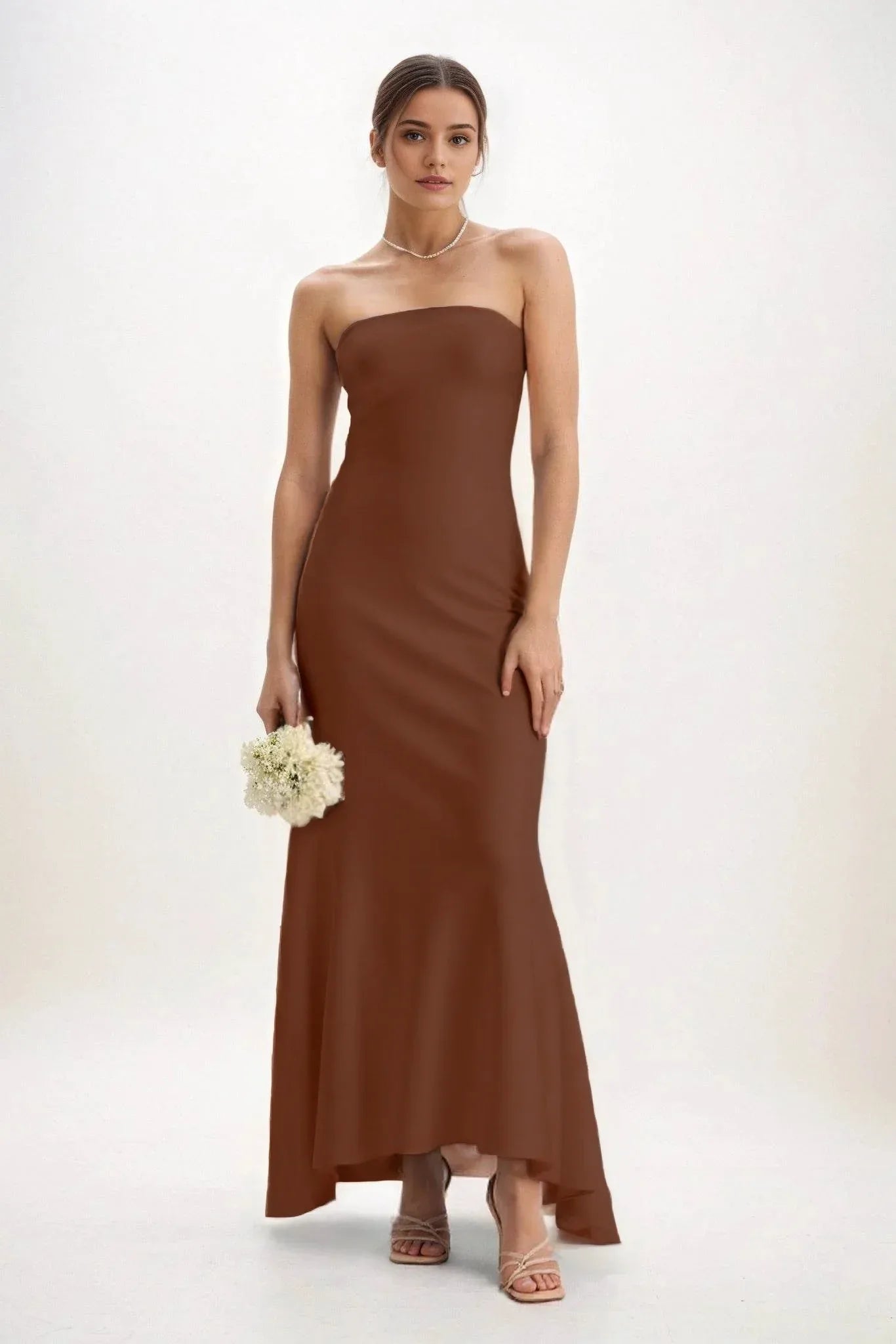 Sheath-Column Midi Luxe Satin Dress CB0829CS - COCOMELODY