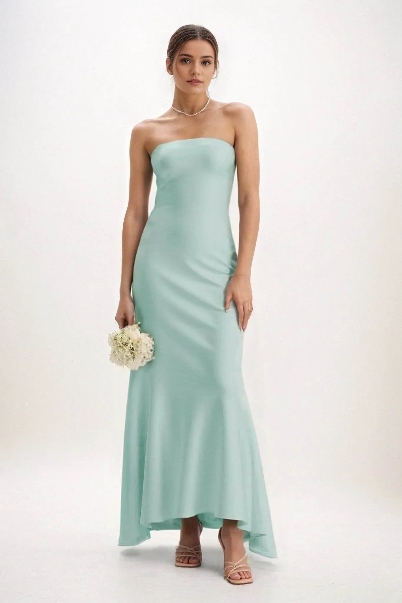 Sheath-Column Midi Luxe Satin Dress CB0829CS - COCOMELODY