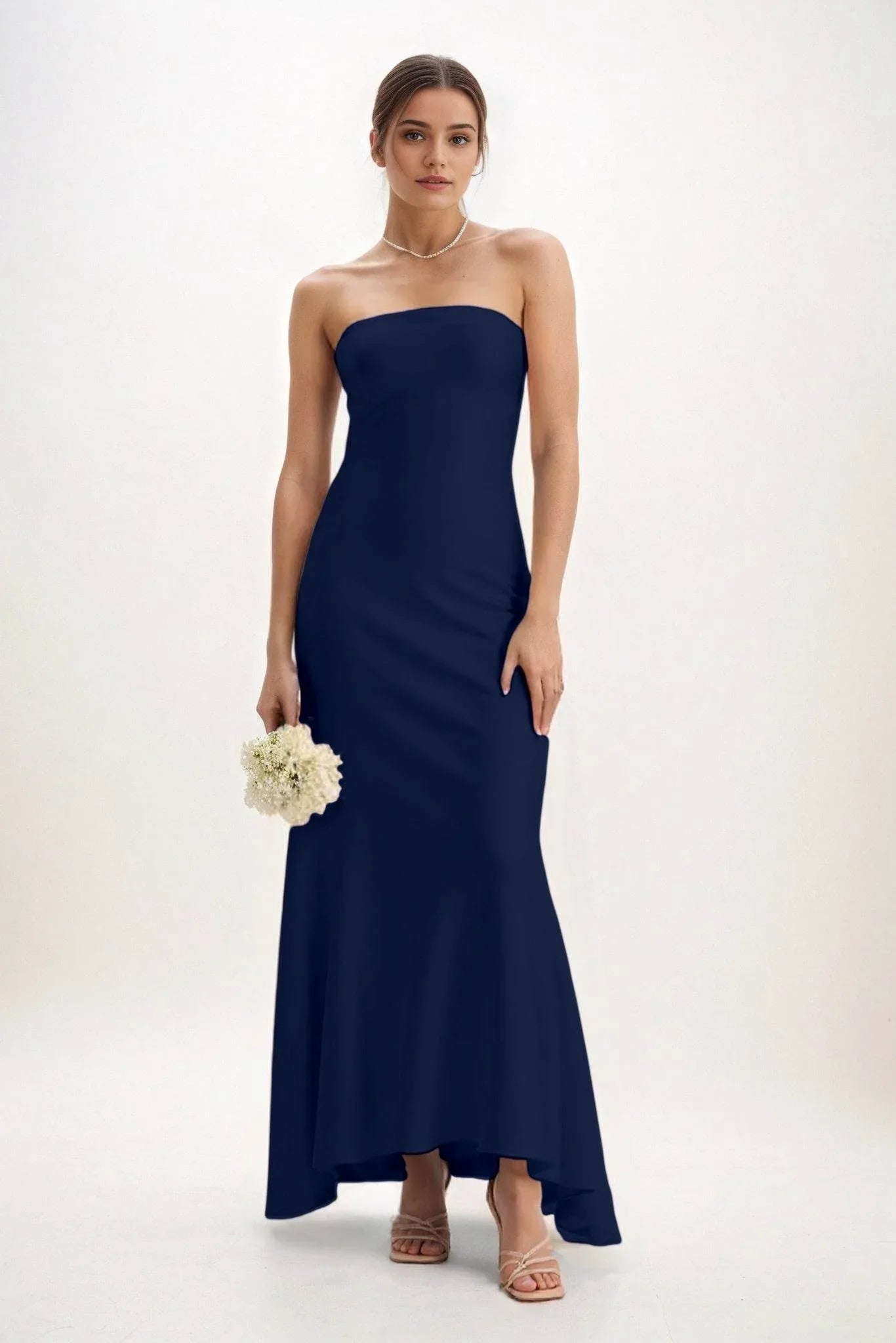 Sheath-Column Midi Luxe Satin Dress CB0829CS - COCOMELODY