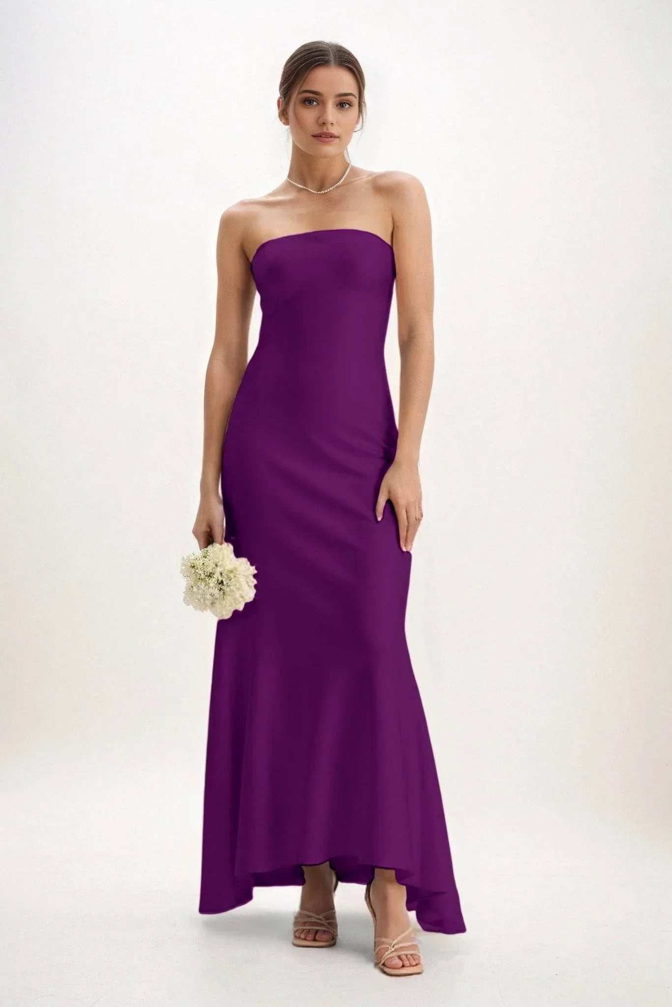 Sheath-Column Midi Luxe Satin Dress CB0829CS - COCOMELODY