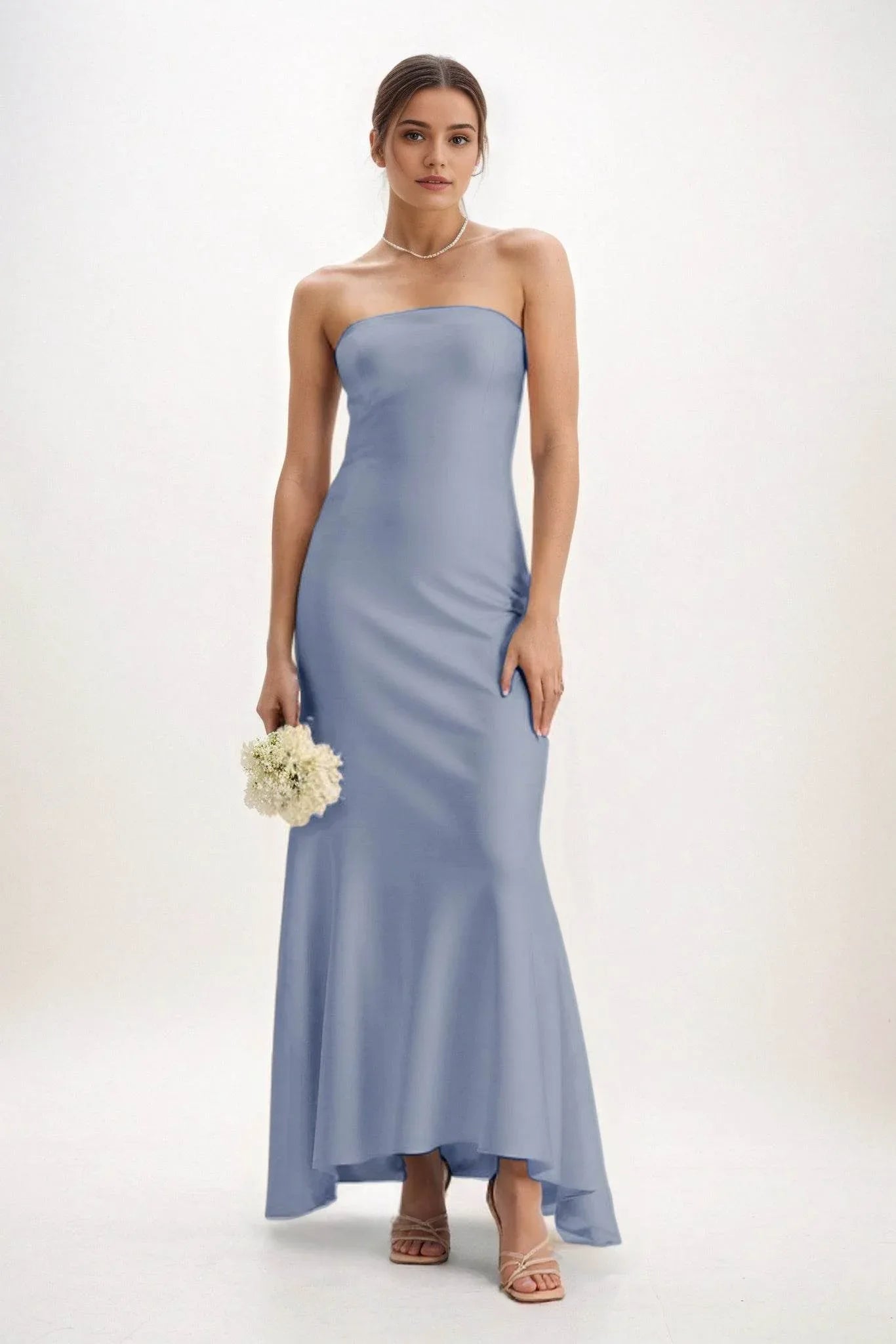 Sheath-Column Midi Luxe Satin Dress CB0829CS - COCOMELODY