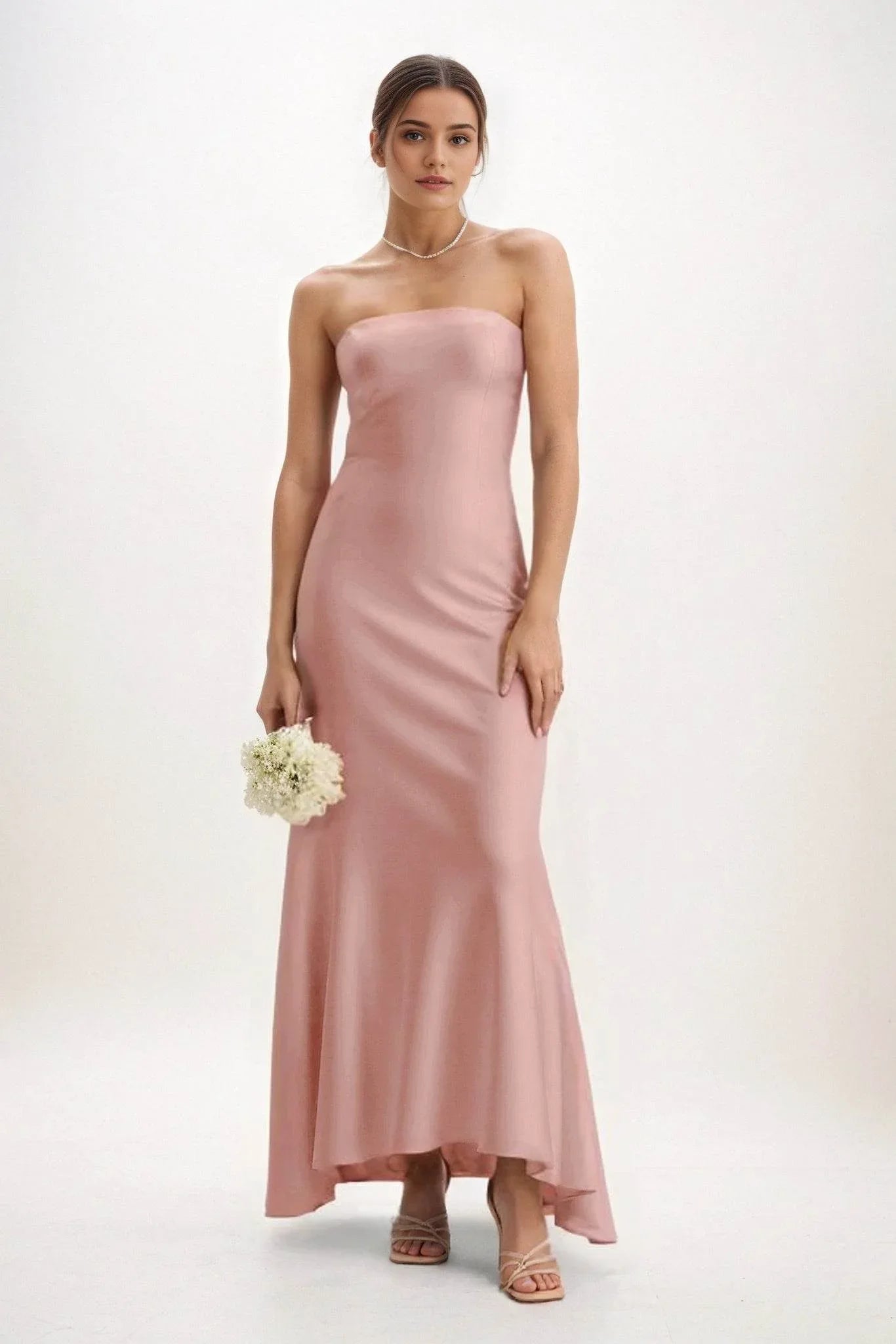 Sheath-Column Midi Luxe Satin Dress CB0829CS - COCOMELODY