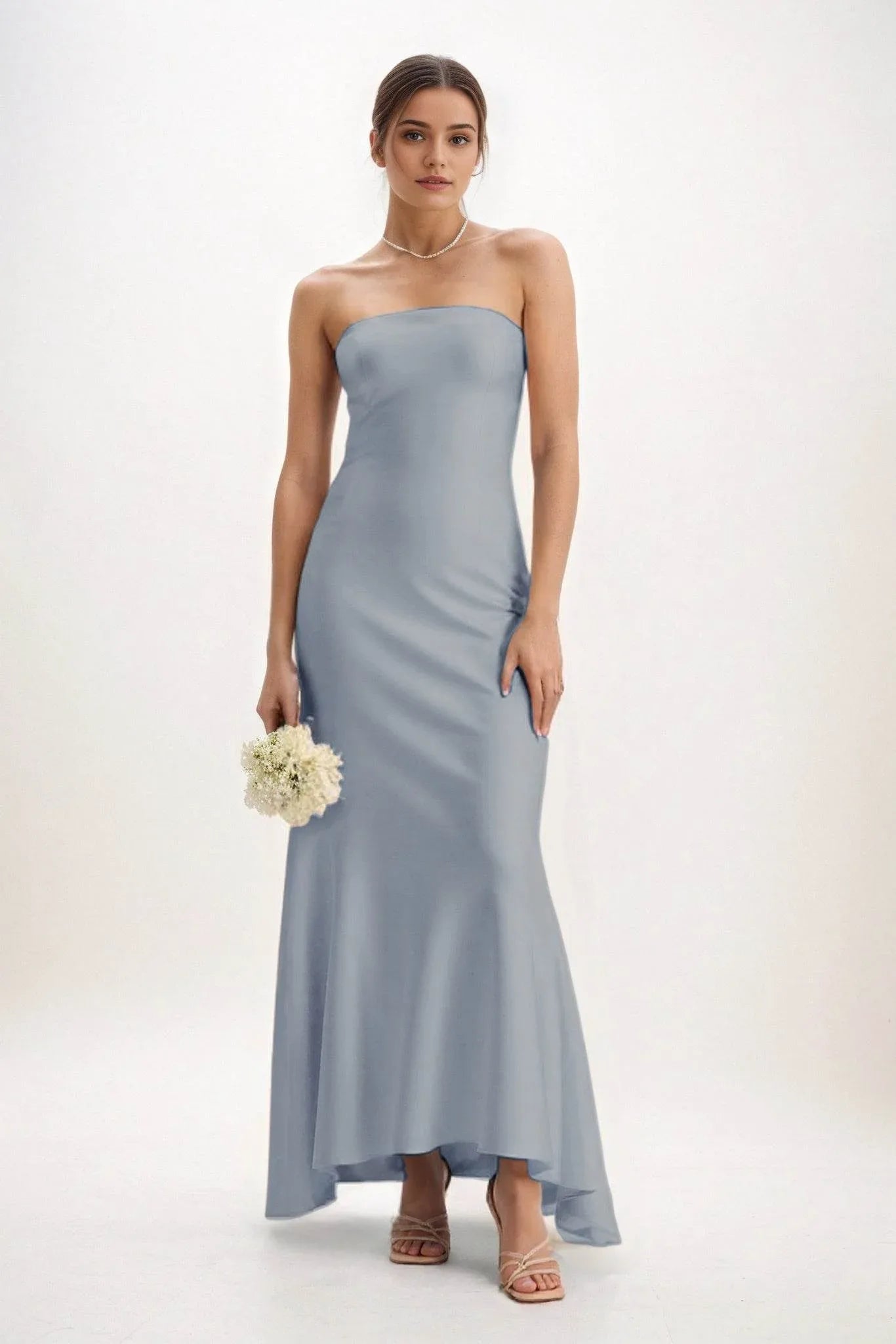 Sheath-Column Midi Luxe Satin Dress CB0829CS - COCOMELODY