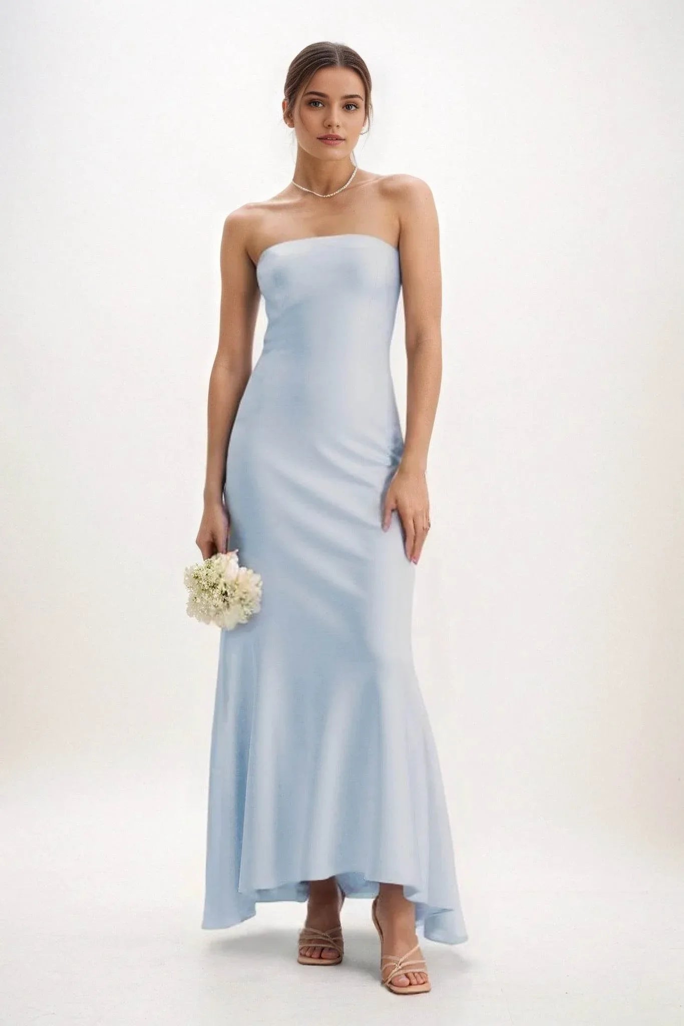 Sheath-Column Midi Luxe Satin Dress CB0829CS - COCOMELODY