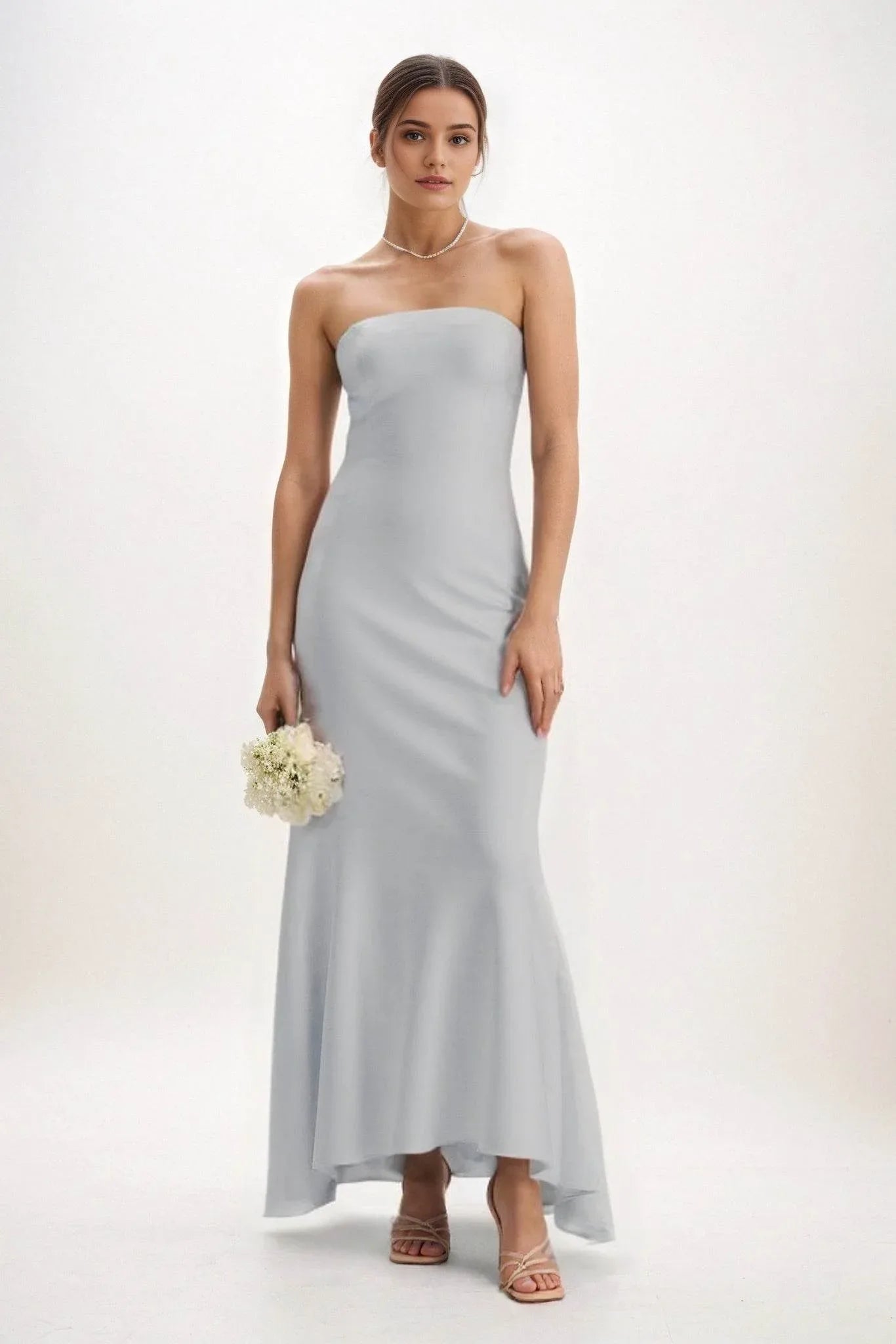 Sheath-Column Midi Luxe Satin Dress CB0829CS - COCOMELODY