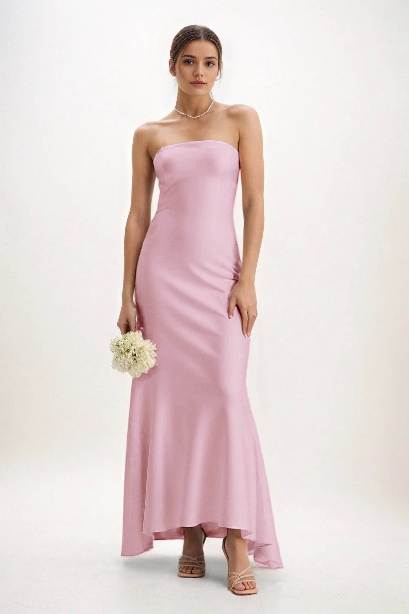 Sheath-Column Midi Luxe Satin Dress CB0829CS - COCOMELODY