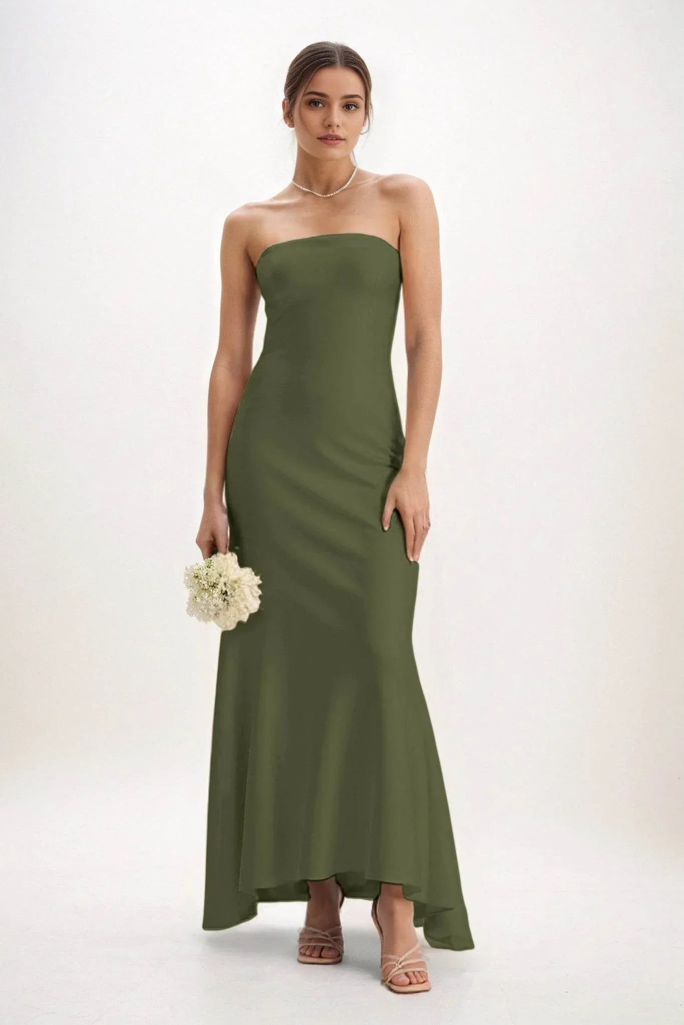 Sheath-Column Midi Luxe Satin Dress CB0829CS - COCOMELODY