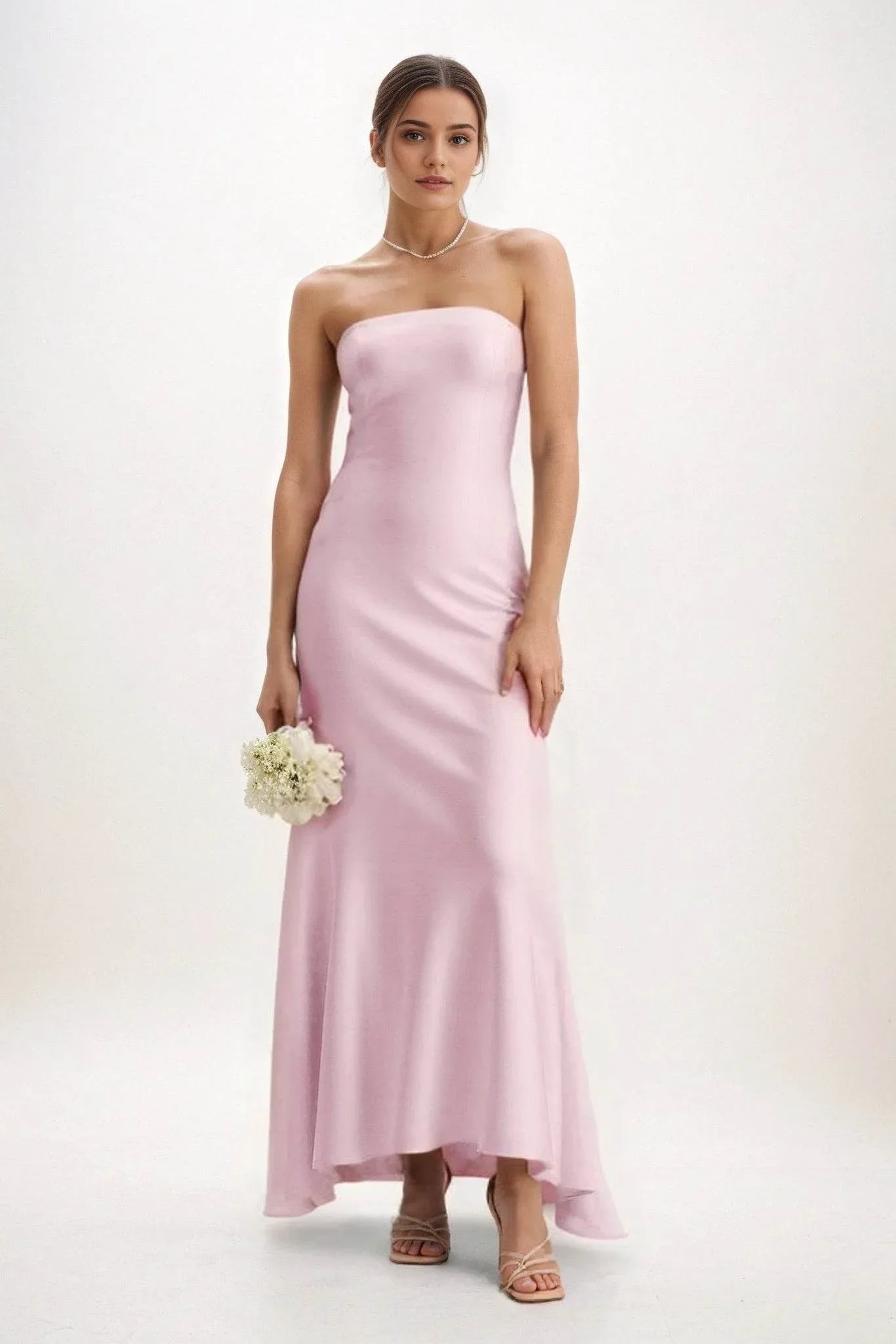 Sheath-Column Midi Luxe Satin Dress CB0829CS - COCOMELODY