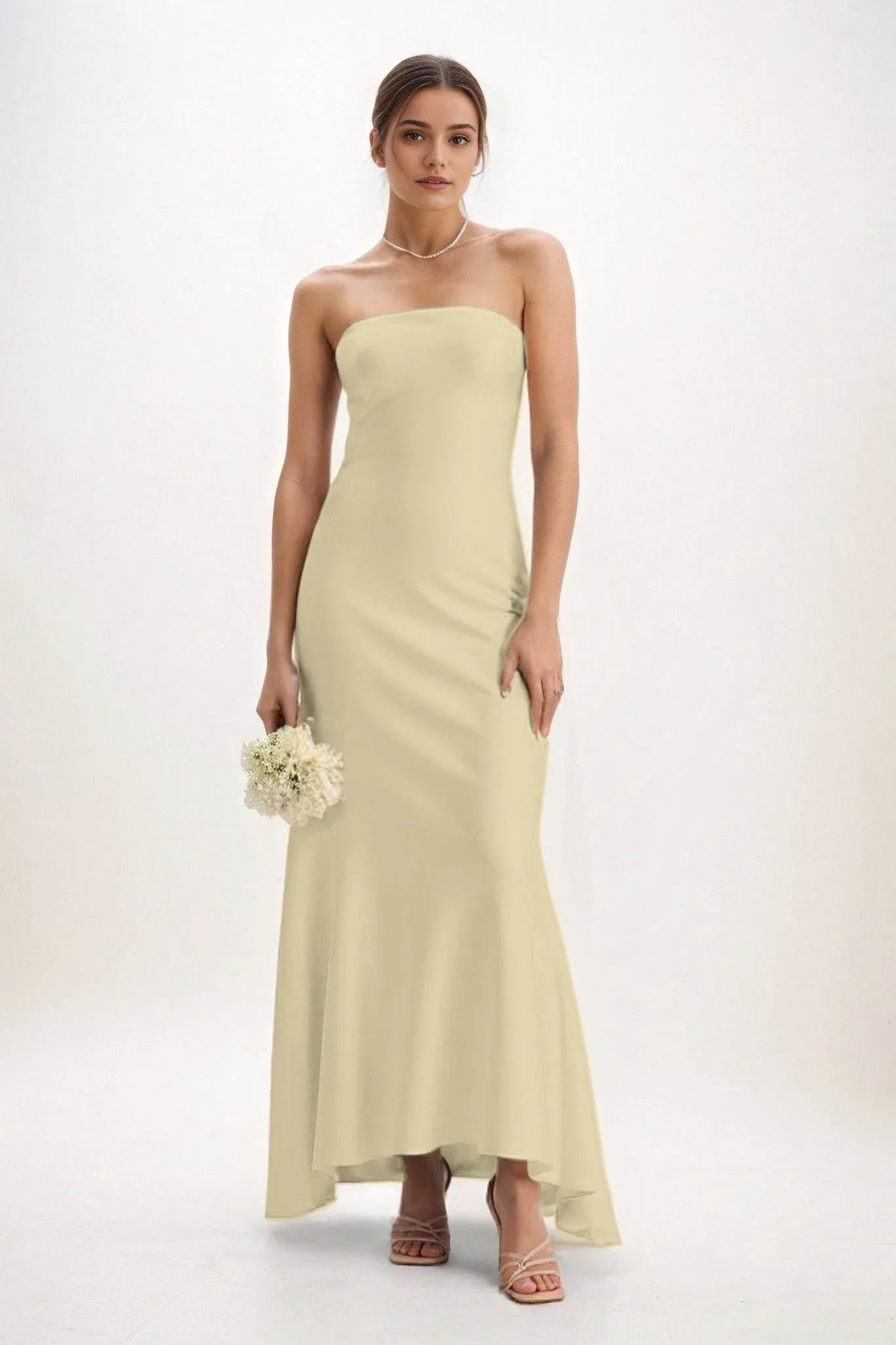 Sheath-Column Midi Luxe Satin Dress CB0829CS - COCOMELODY