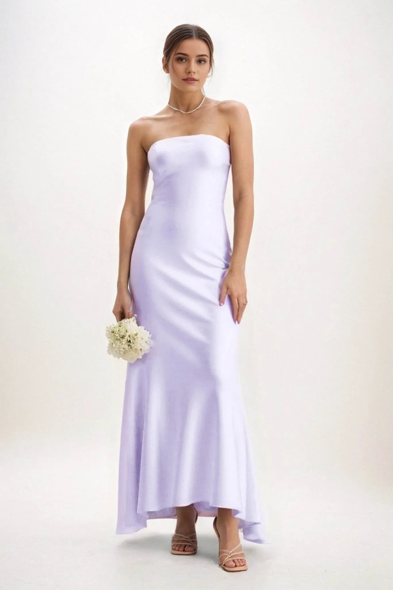 Sheath-Column Midi Luxe Satin Dress CB0829CS - COCOMELODY