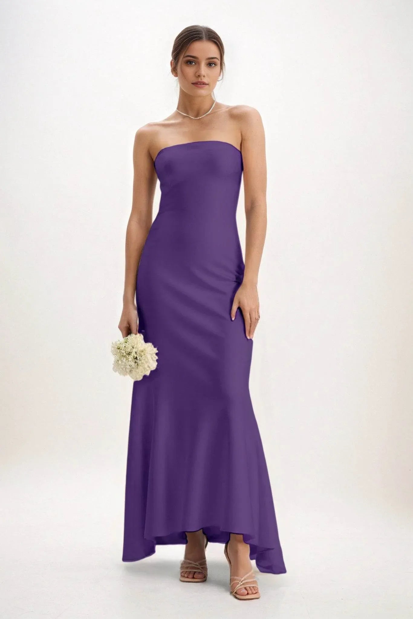 Sheath-Column Midi Luxe Satin Dress CB0829CS - COCOMELODY