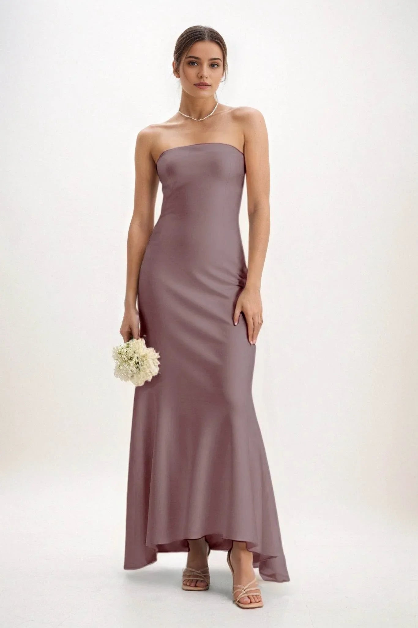 Sheath-Column Midi Luxe Satin Dress CB0829CS - COCOMELODY