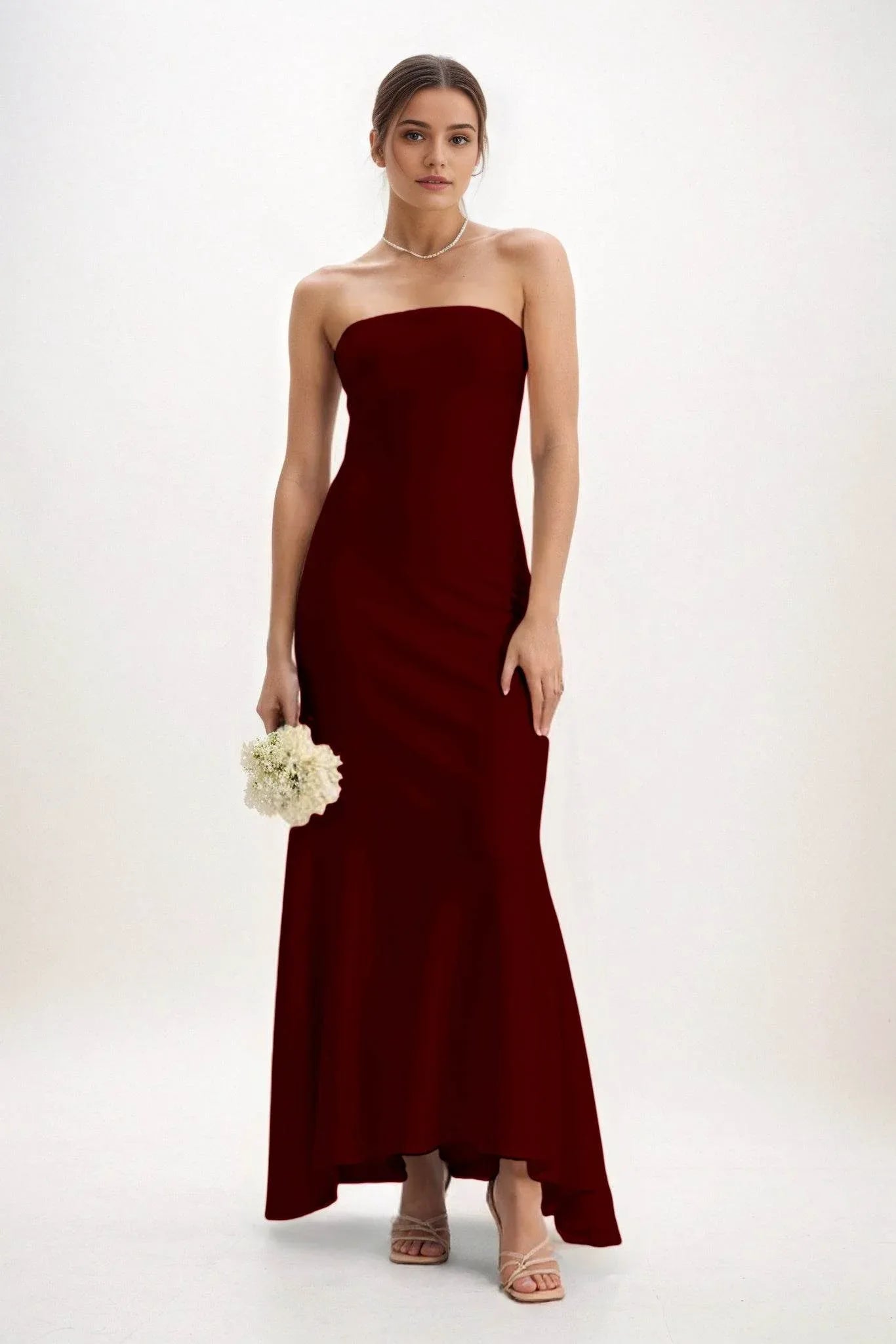 Sheath-Column Midi Luxe Satin Dress CB0829CS - COCOMELODY