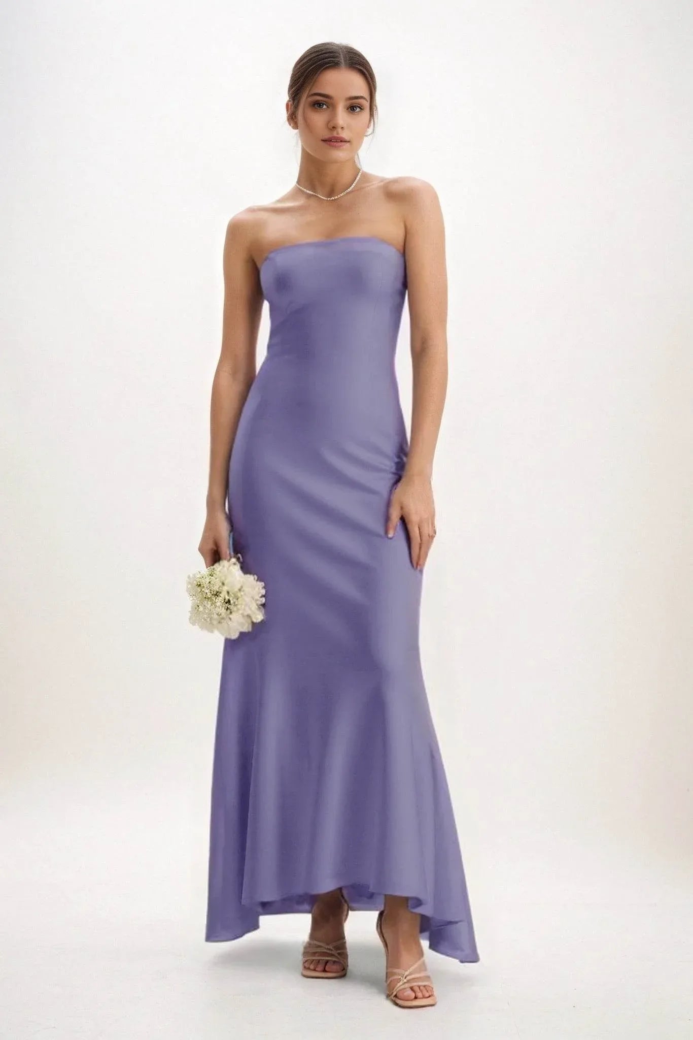 Sheath-Column Midi Luxe Satin Dress CB0829CS - COCOMELODY
