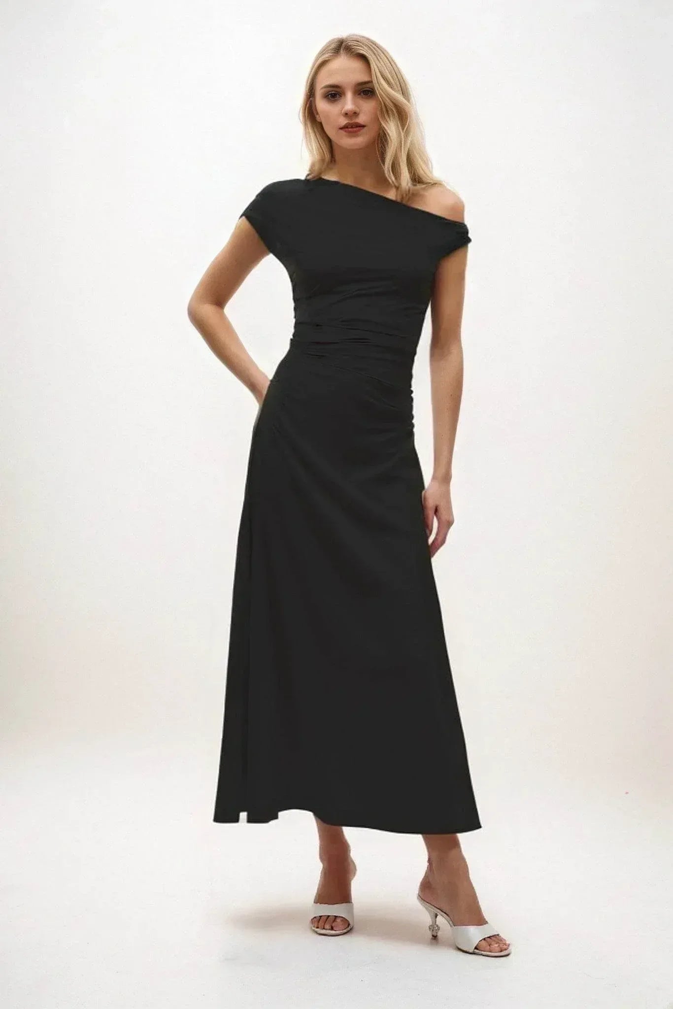 A-Line Midi Luxe Satin Dress CB0830CS - COCOMELODY