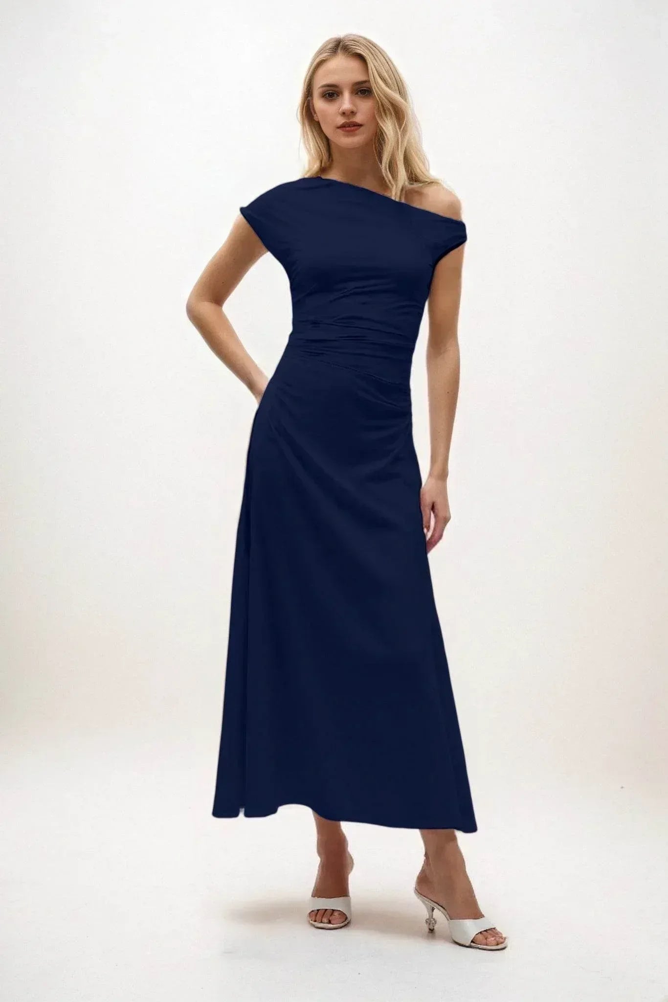 A-Line Midi Luxe Satin Dress CB0830CS - COCOMELODY