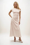 A-Line Midi Luxe Satin Dress CB0830CS - COCOMELODY
