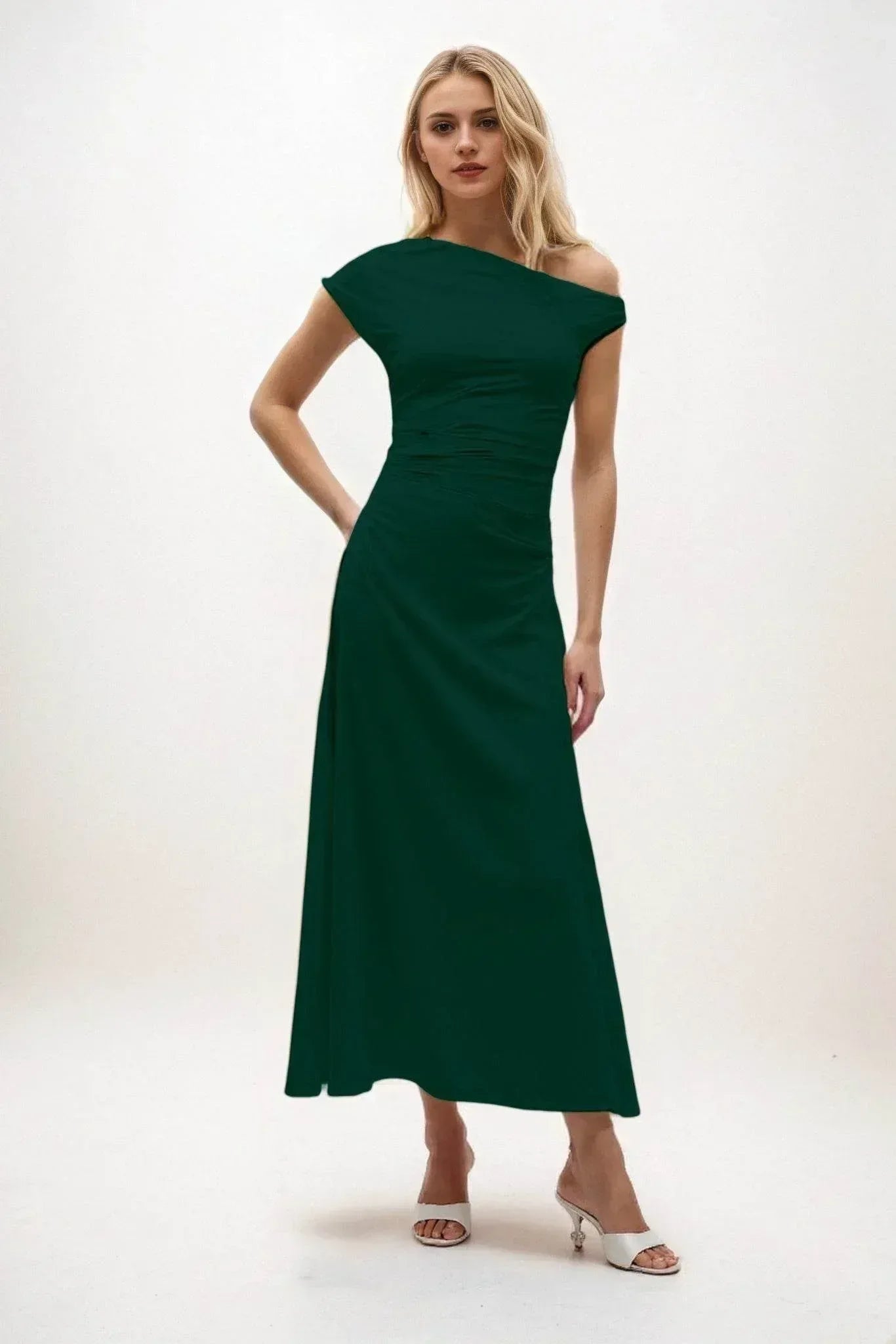 A-Line Midi Luxe Satin Dress CB0830CS - COCOMELODY