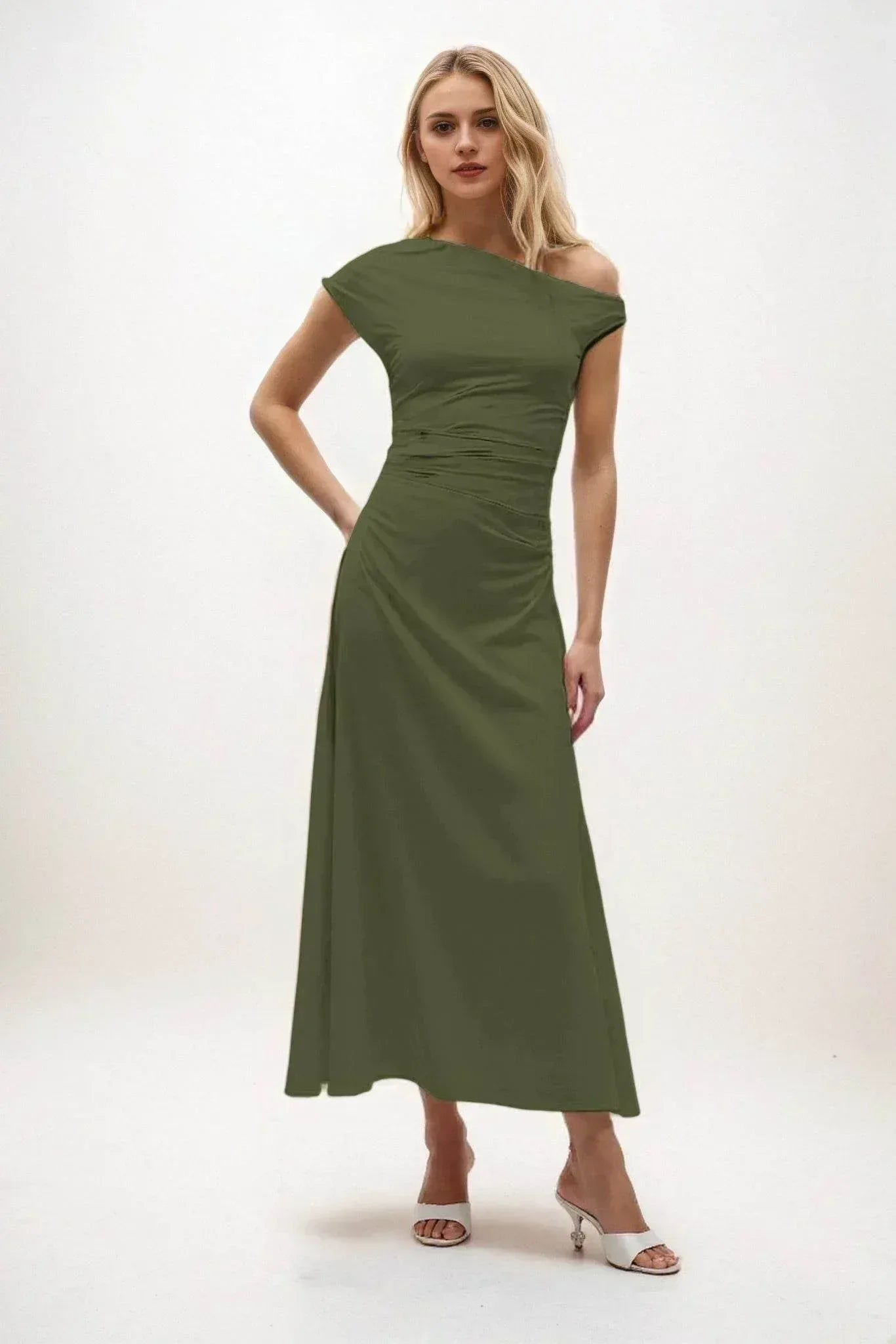 A-Line Midi Luxe Satin Dress CB0830CS - COCOMELODY