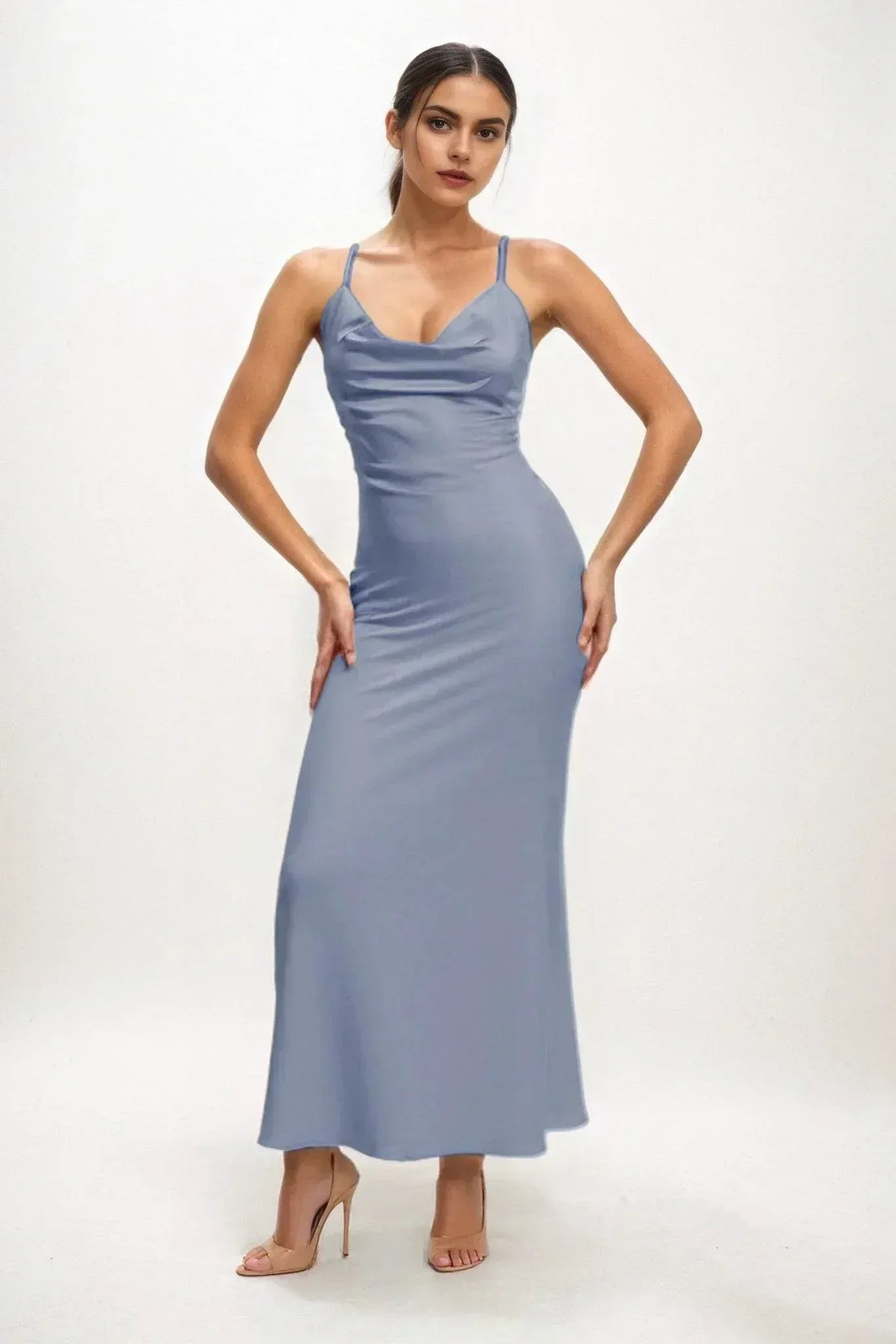 Sheath-Column Midi Luxe Satin Dress CB0831CS - COCOMELODY