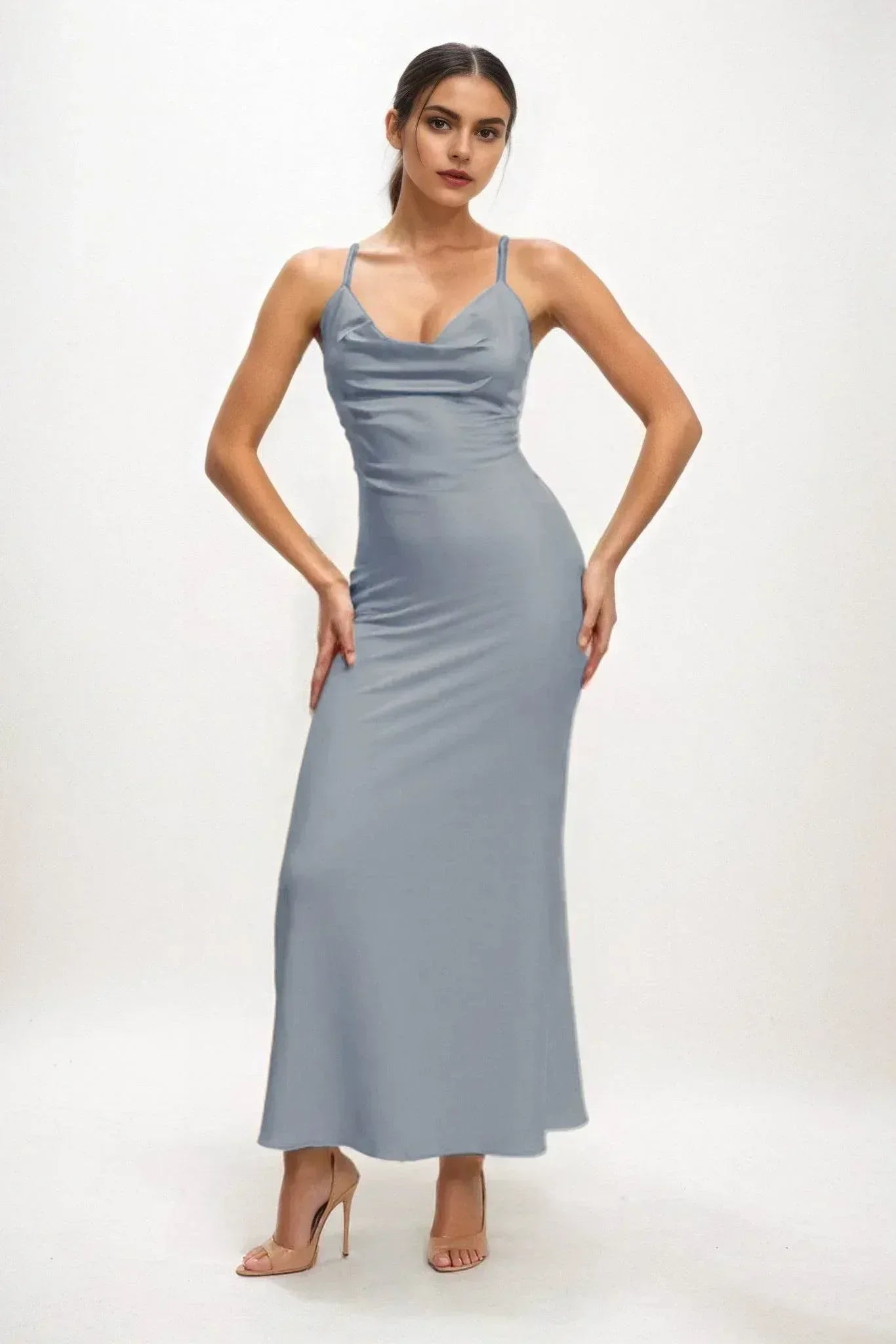 Sheath-Column Midi Luxe Satin Dress CB0831CS - COCOMELODY